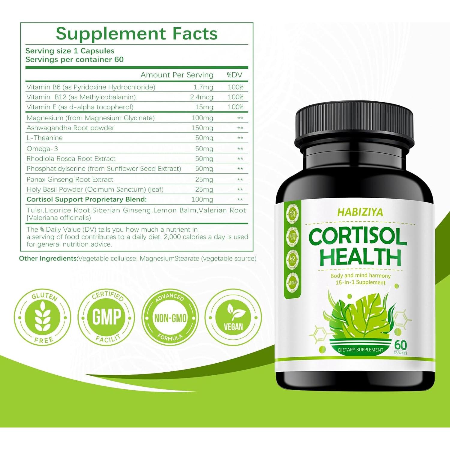 Suplemento de Cortisol HABIZIYA 60 Cápsulas Adaptógenos