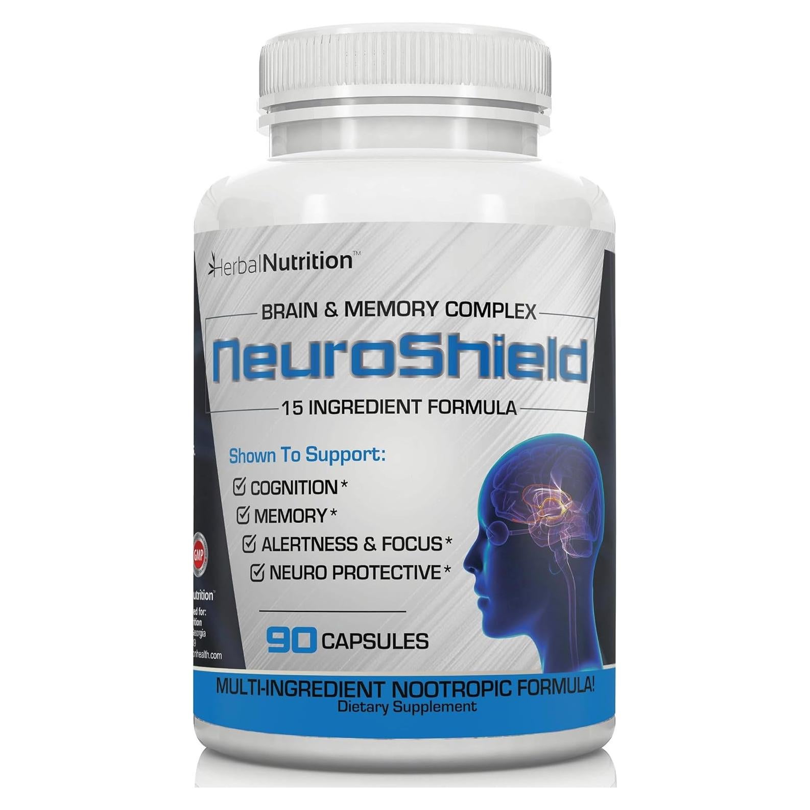 NeuroShield Suplemento Nootrópico Herbal Nutrition 90 Cápsulas