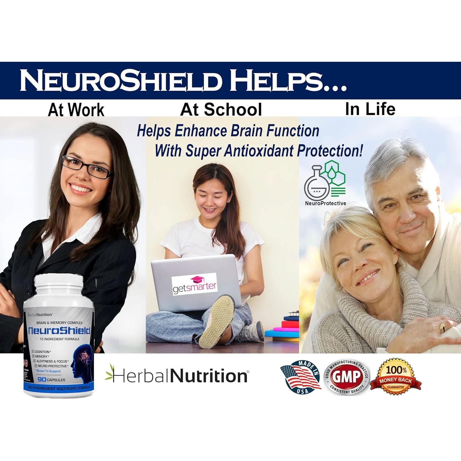 NeuroShield Suplemento Nootrópico Herbal Nutrition 90 Cápsulas