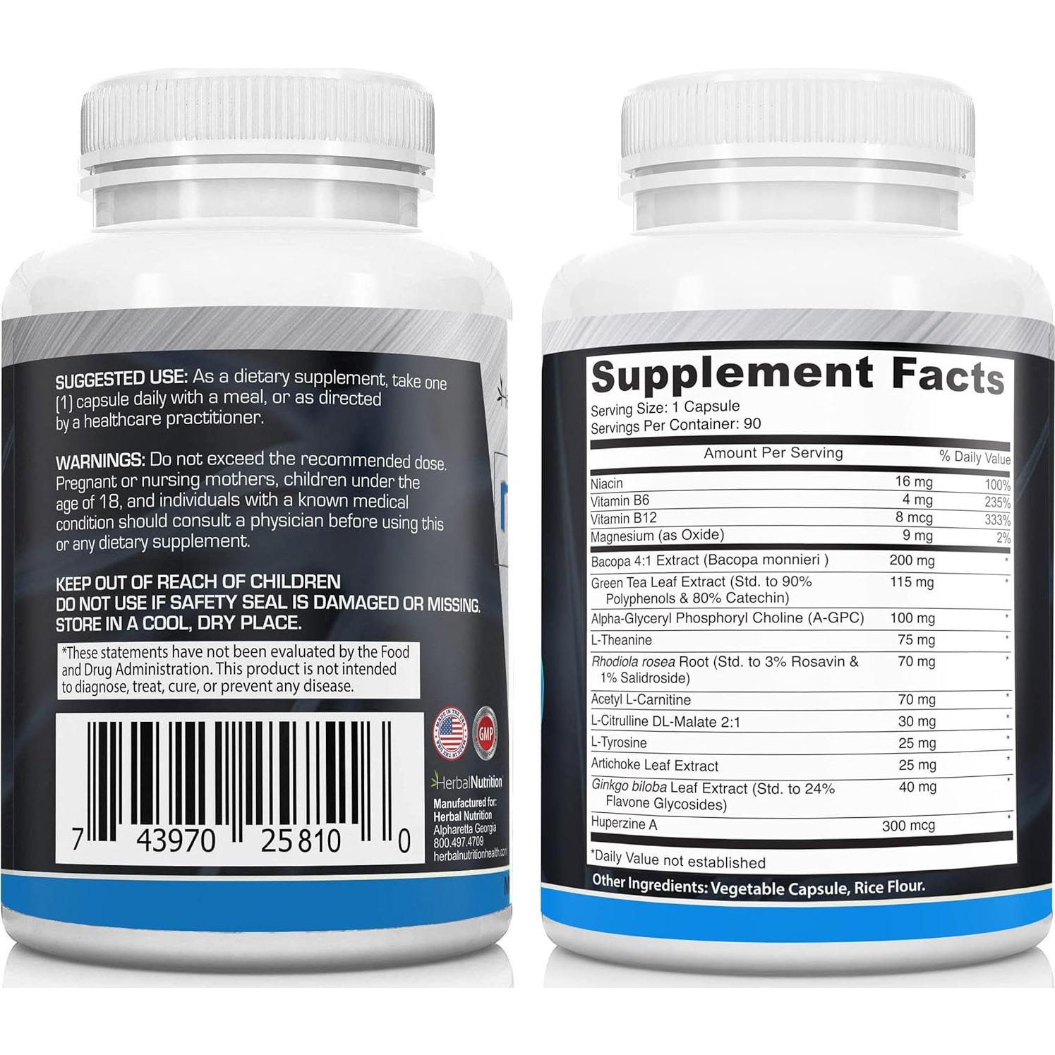 NeuroShield Suplemento Nootrópico Herbal Nutrition 90 Cápsulas