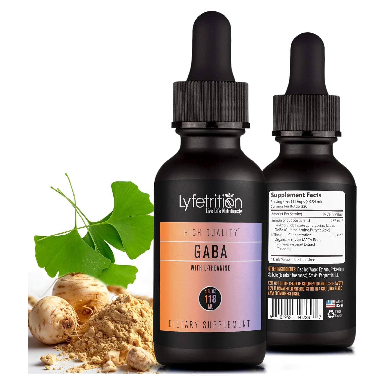 Suplemento Líquido Lyfetrition GABA 118 ml con L-Theanine