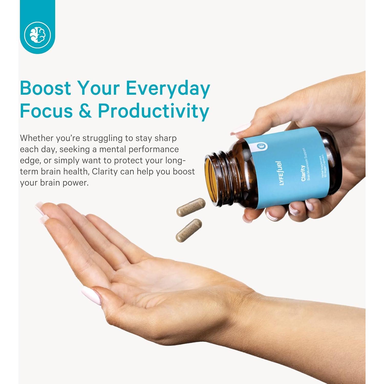 Suplemento Nootrópico LyfeFuel - Hongo Melena de León 60 Cápsulas