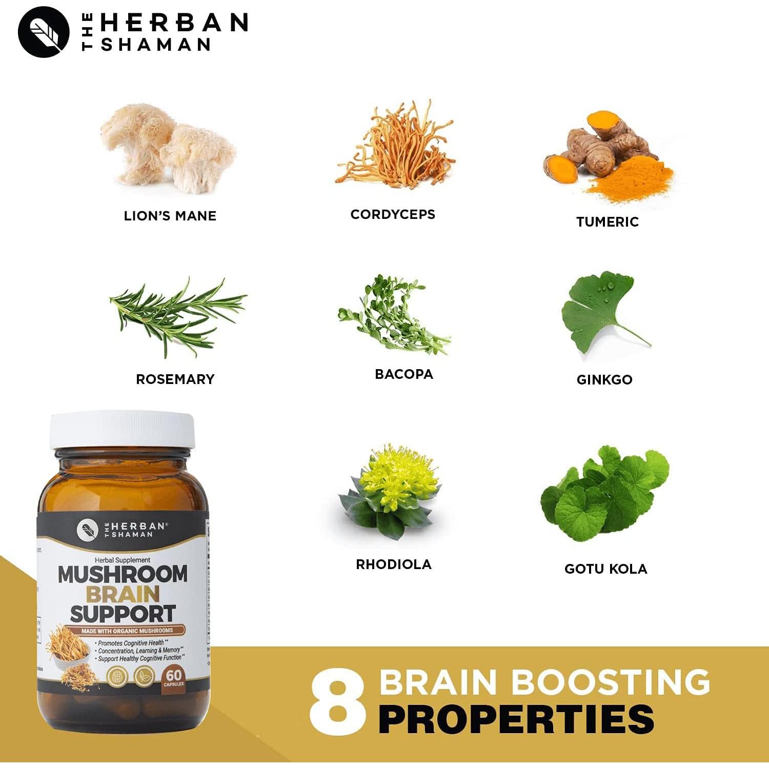 Suplemento Herbal Natural Melena de León 60 Cápsulas