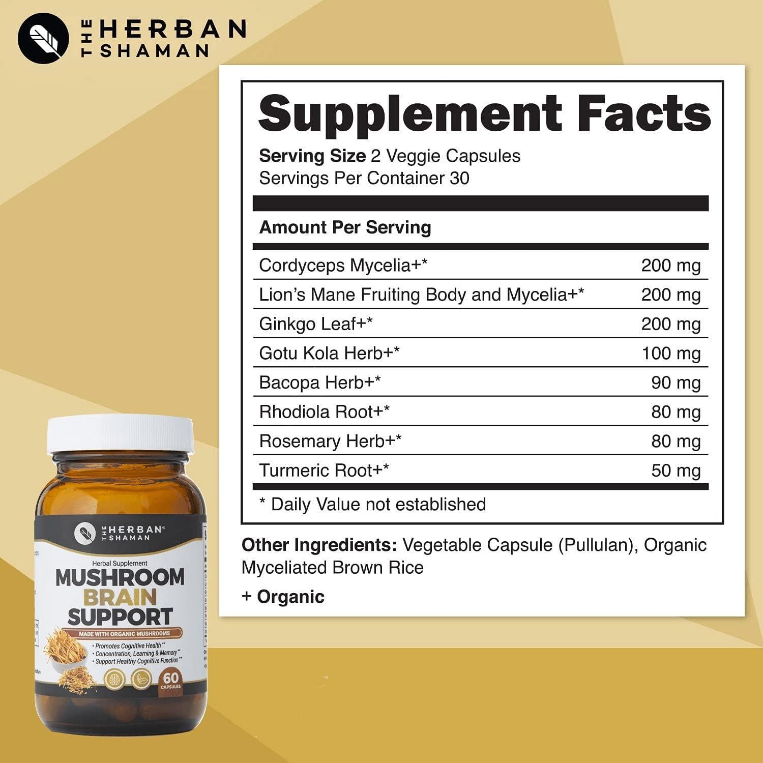 Suplemento Herbal Natural Melena de León 60 Cápsulas