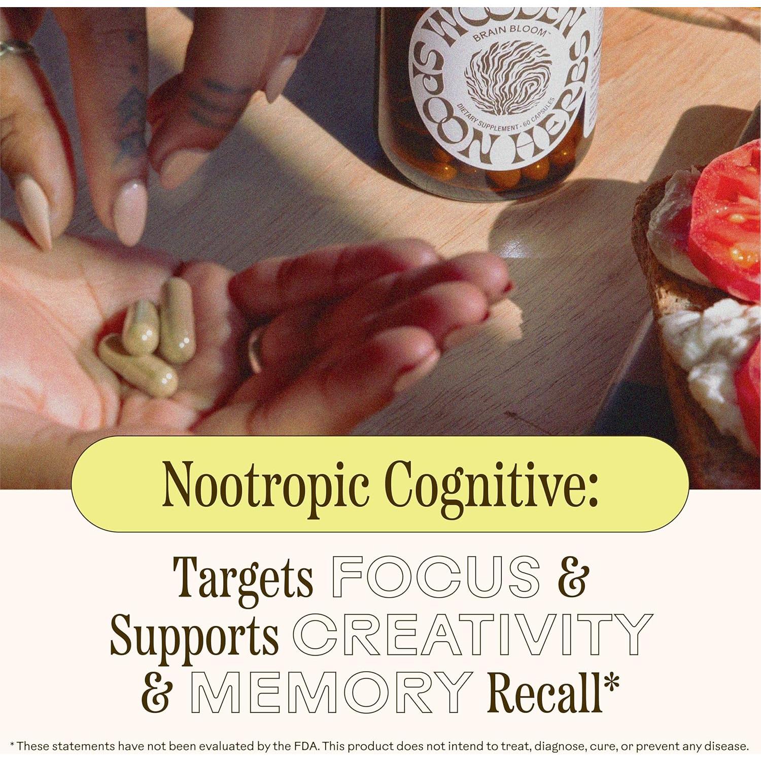 Suplemento Cerebral Orgánico Brain Bloom 60 Cápsulas - Memoria y Concentración