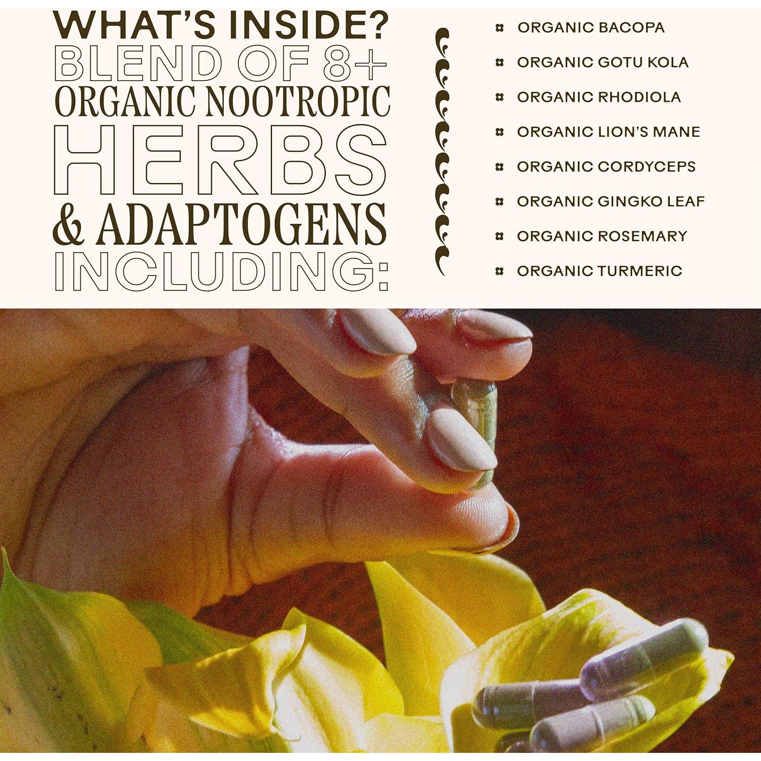 Suplemento Cerebral Orgánico Brain Bloom 60 Cápsulas - Memoria y Concentración