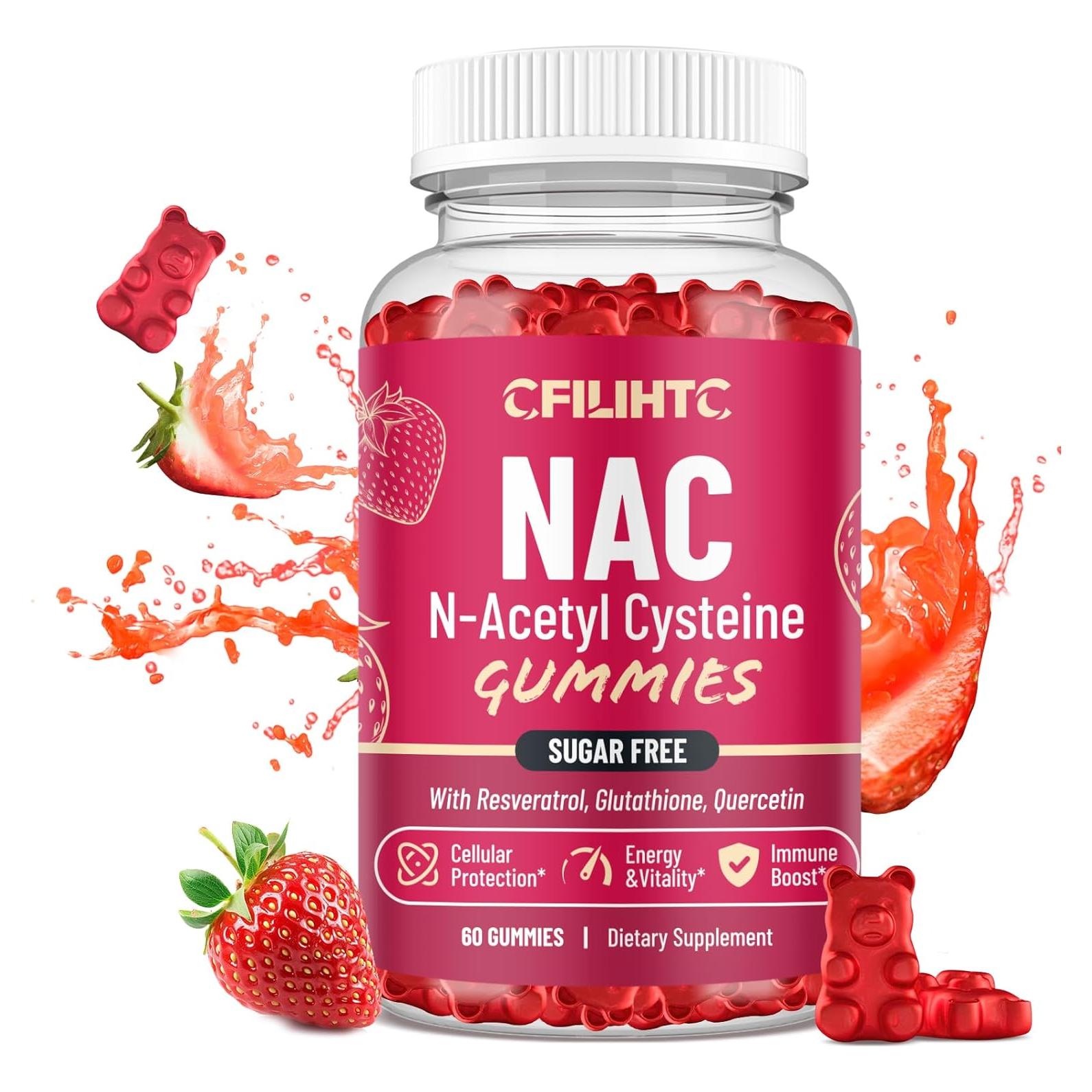 Gomitas NAC CFILIHTC 600mg Antioxidantes Sabor Fresa 60 Unidades