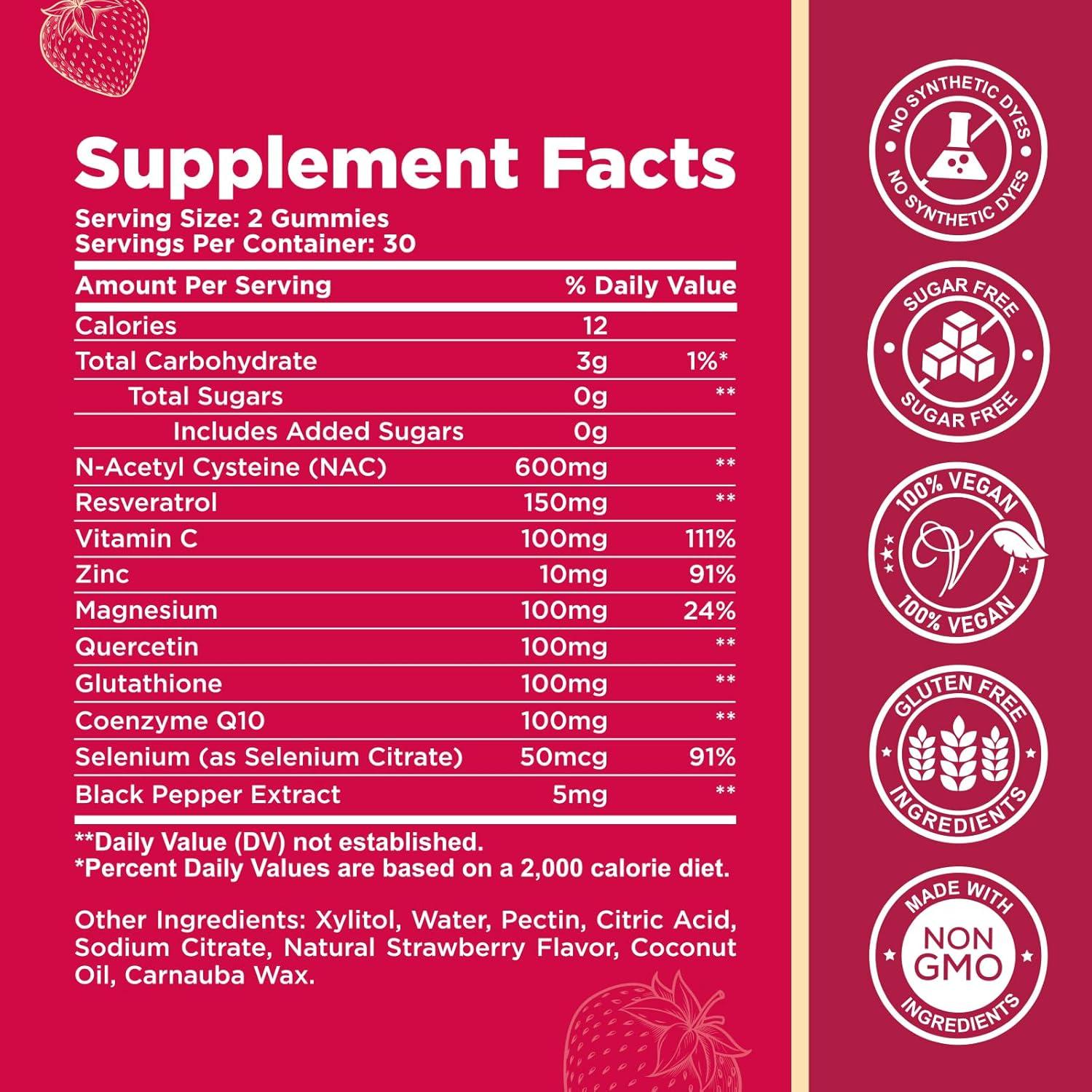 Gomitas NAC CFILIHTC 600mg Antioxidantes Sabor Fresa 60 Unidades