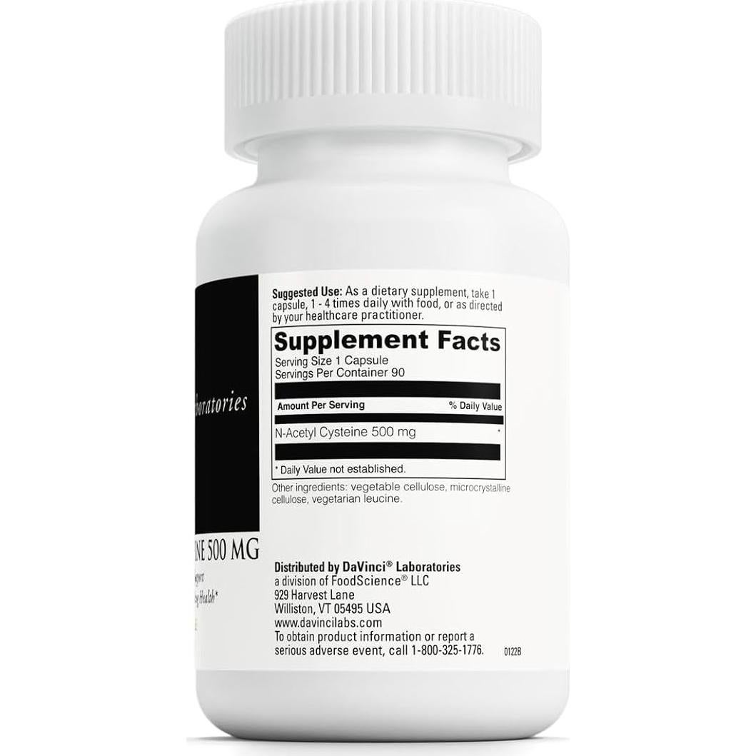 N-Acetil Cisteína 500 mg Laboratorios DaVinci - 90 Cápsulas Vegetarianas