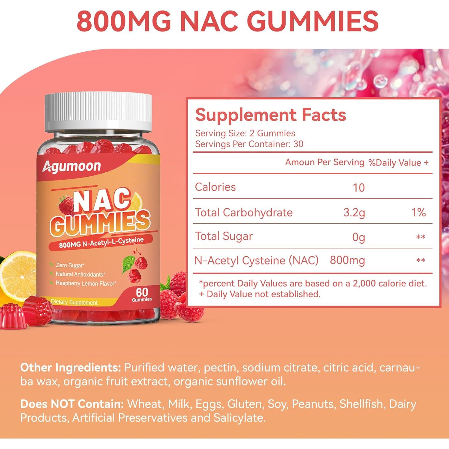 Gomitas Veganas NAC 800mg Agumoon - Antioxidante y Inmunidad
