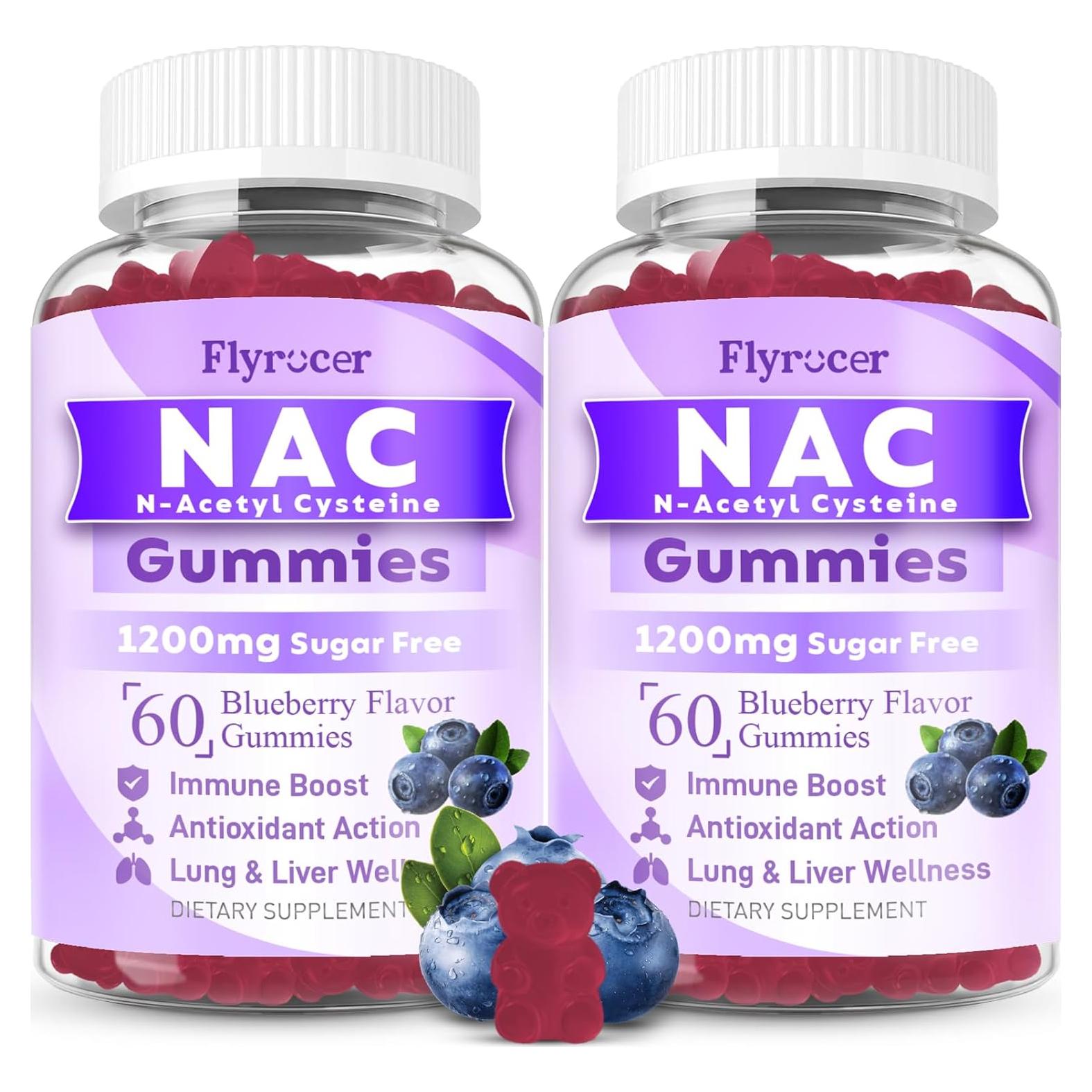 Gomitas NAC 1200mg Flyrocer - 60 unidades sabor arándano
