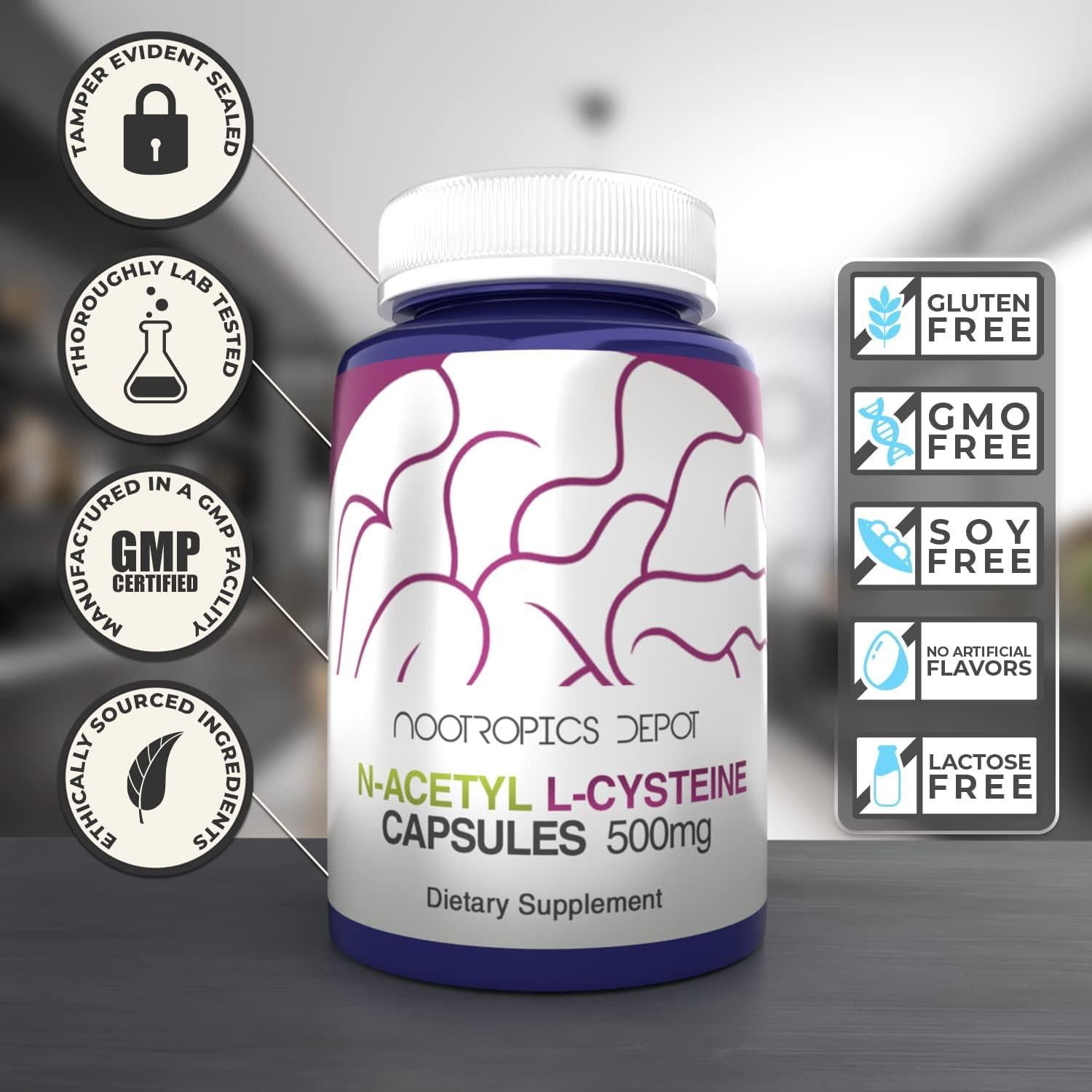 Cápsulas N-Acetil L-Cisteína Nootropics Depot 500mg 180 Unidades