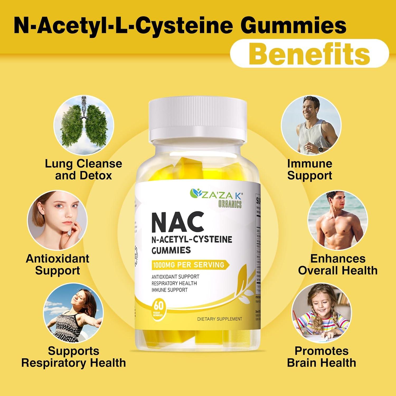 Gomitas NAC ZA'ZA K ORGANICS 1000mg Limón 60 Masticables