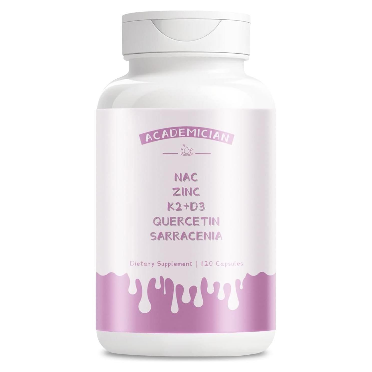 Suplemento ACADEMICIAN Vitamina D3 K2 Zinc Quercetina 120 Cápsulas