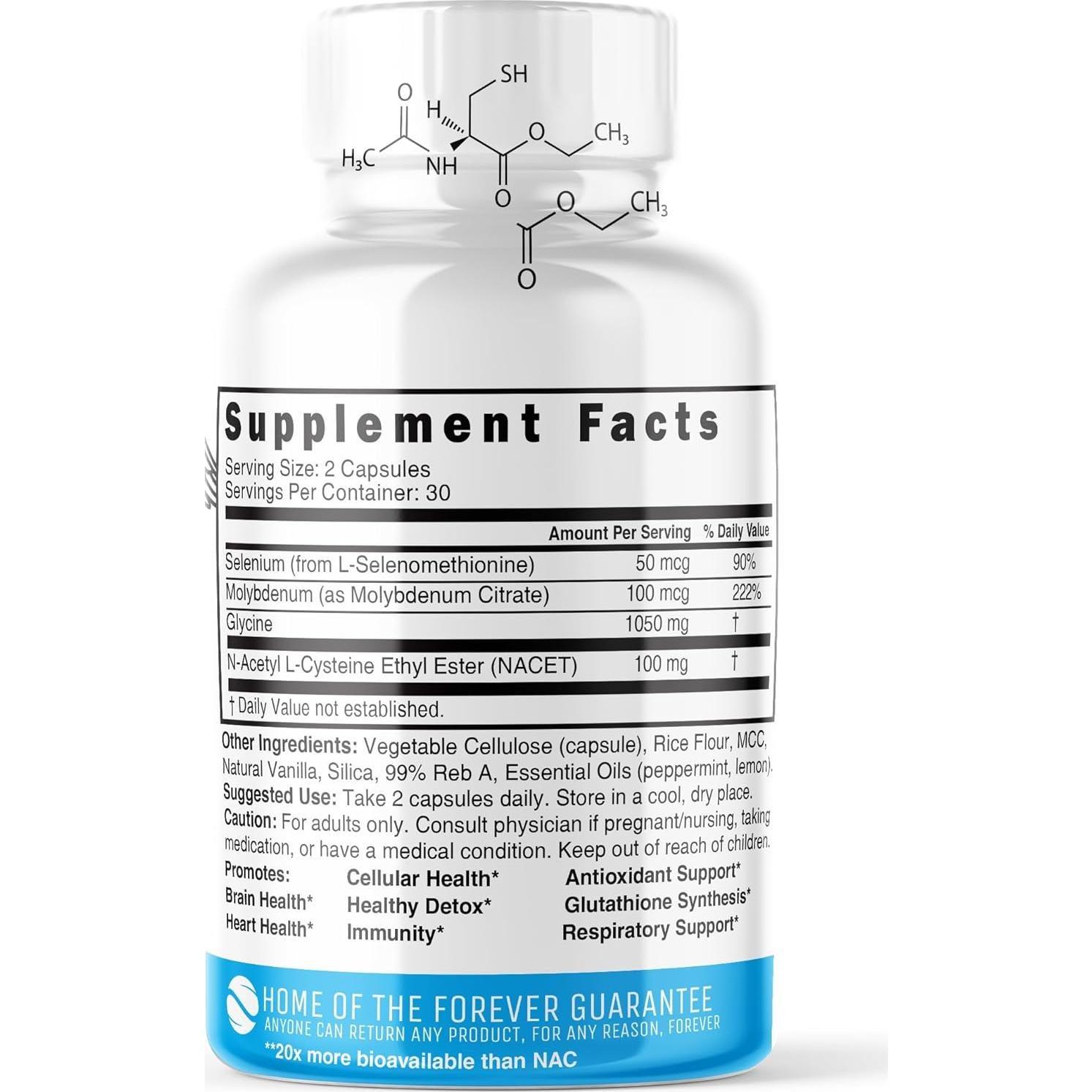 Suplemento Antienvejecimiento GlyNAC-ET 120 Cápsulas - NAC Éster Etílico