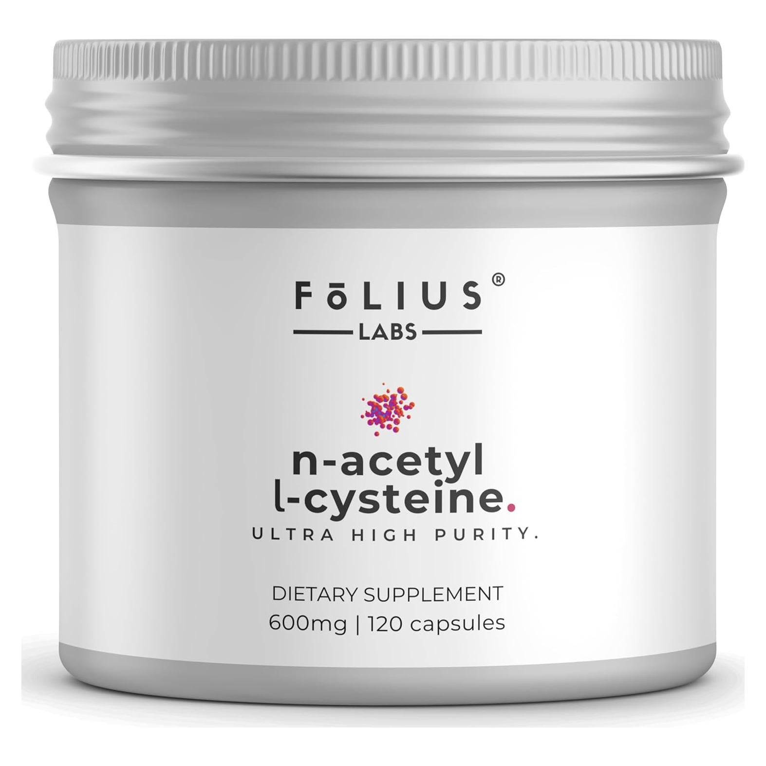 Suplemento N-Acetil L-Cisteína 600mg Folius Labs 120 Cápsulas Veganas