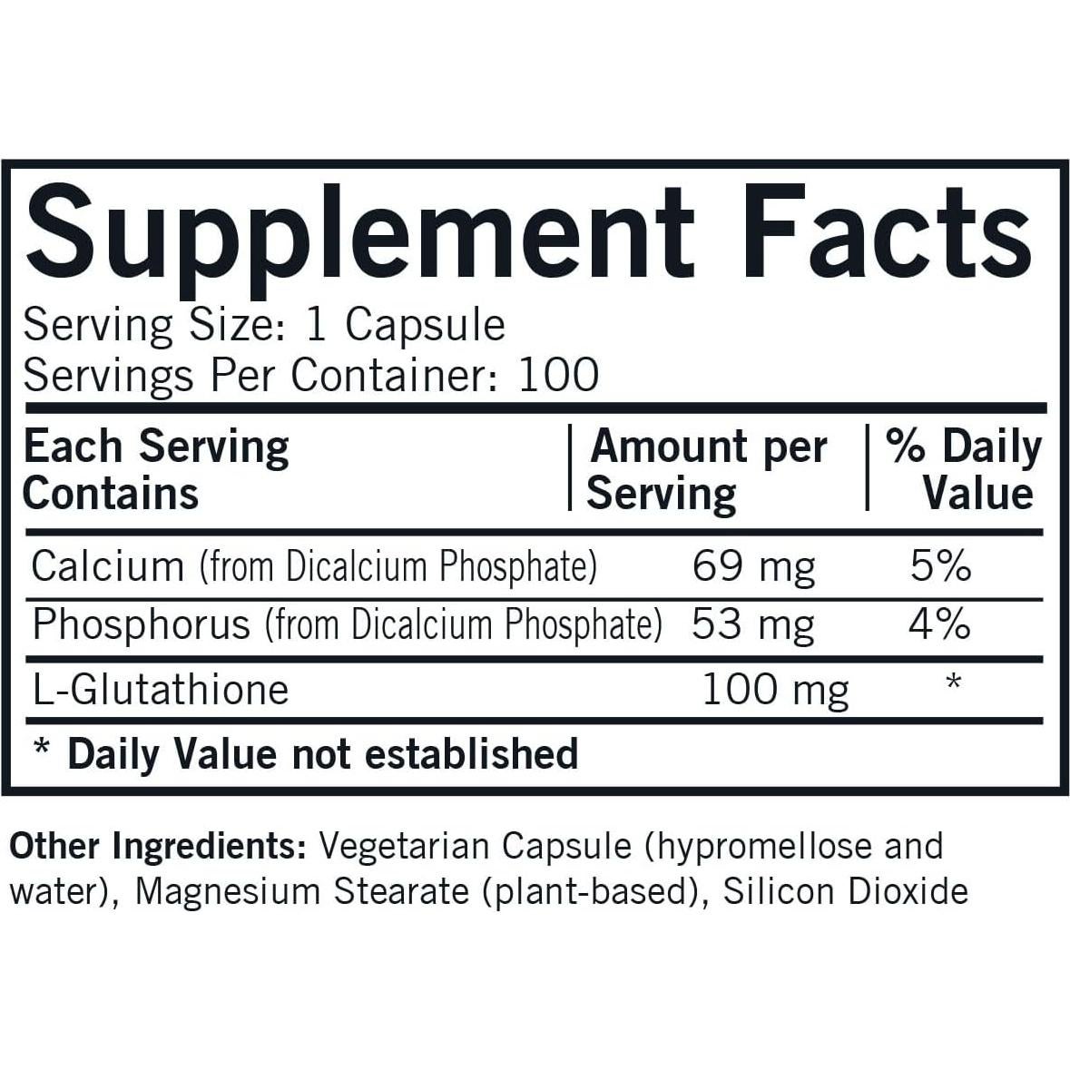 Kirkman Glutatión L-Reducido 100 mg - 100 Cápsulas Vegetarianas