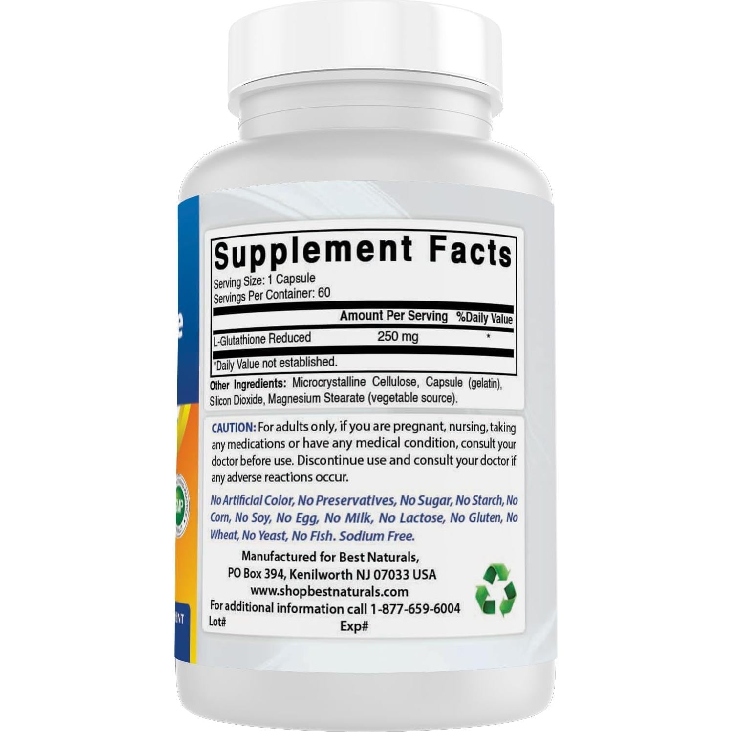 L-Glutati&oacute;n 250 mg Mejores Naturales 60 C&aacute;psulas