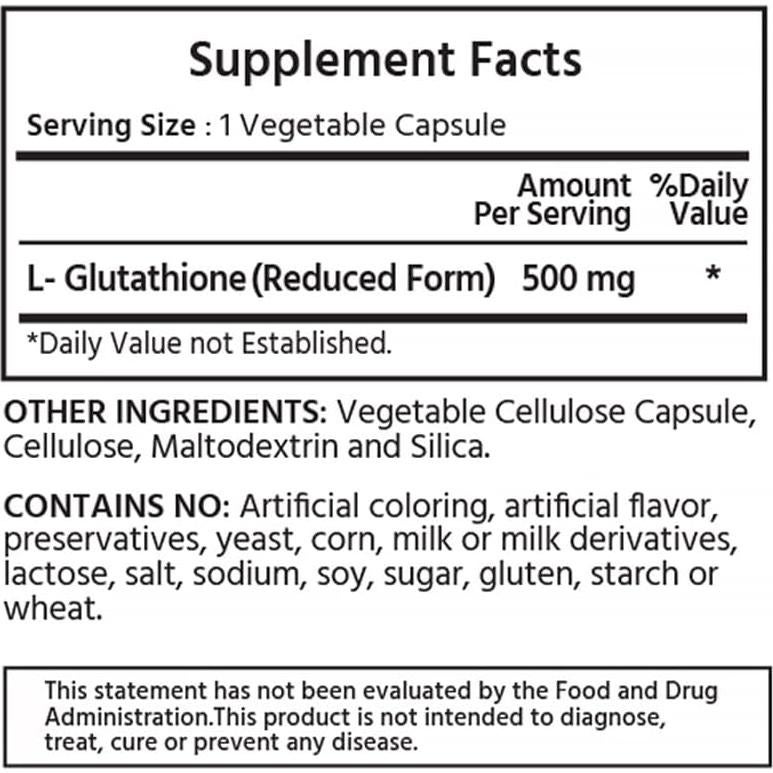 L-Glutati&oacute;n 500mg ML Naturals - 120 C&aacute;psulas Vegetales
