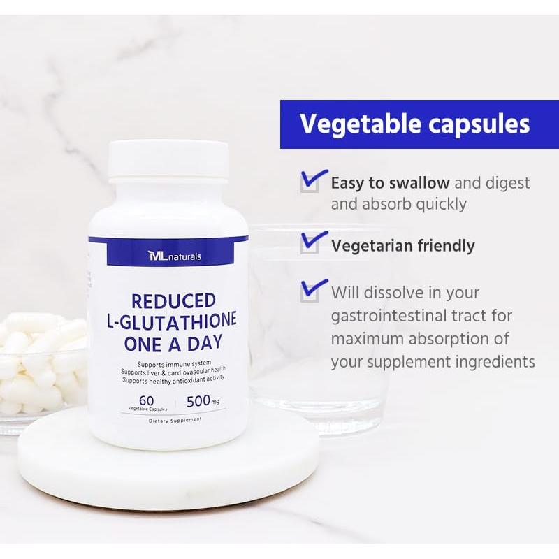 L-Glutati&oacute;n 500mg ML Naturals - 120 C&aacute;psulas Vegetales