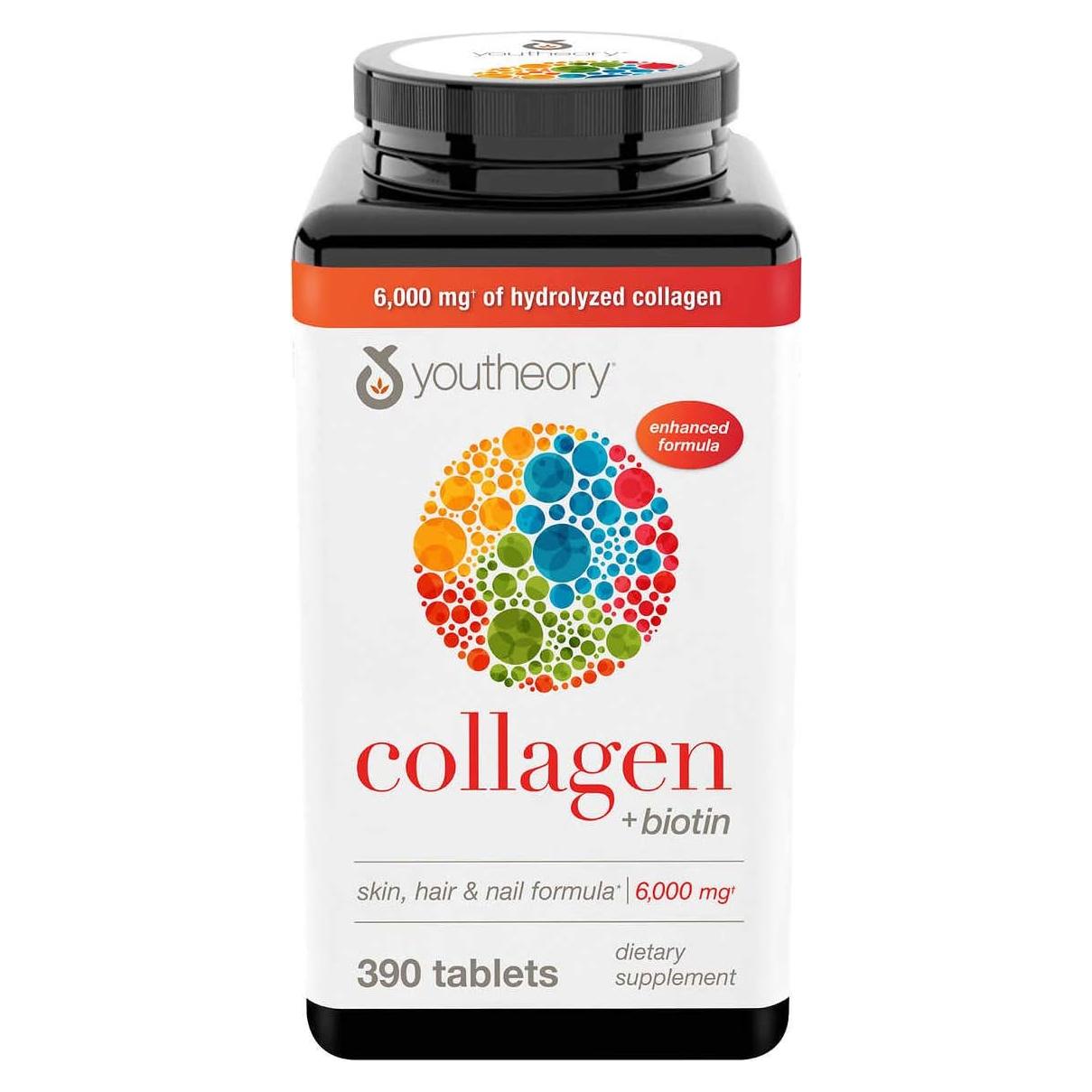 Youtheory Colágeno Plus Biotina 390 Tabletas x 3 Paquetes