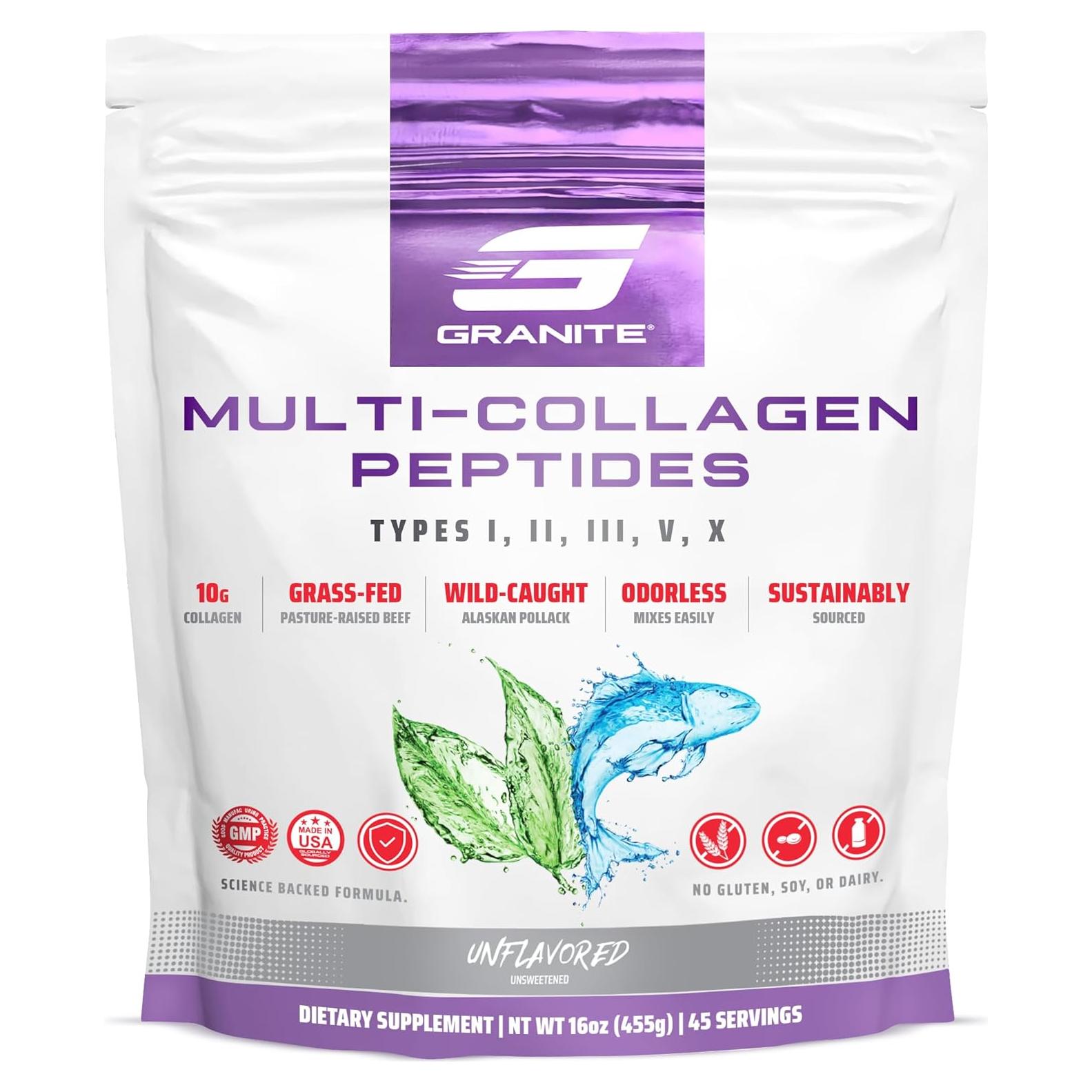 Polvo de Péptidos de Colágeno Granite 453.6g - Soporte Piel, Cabello y Uñas