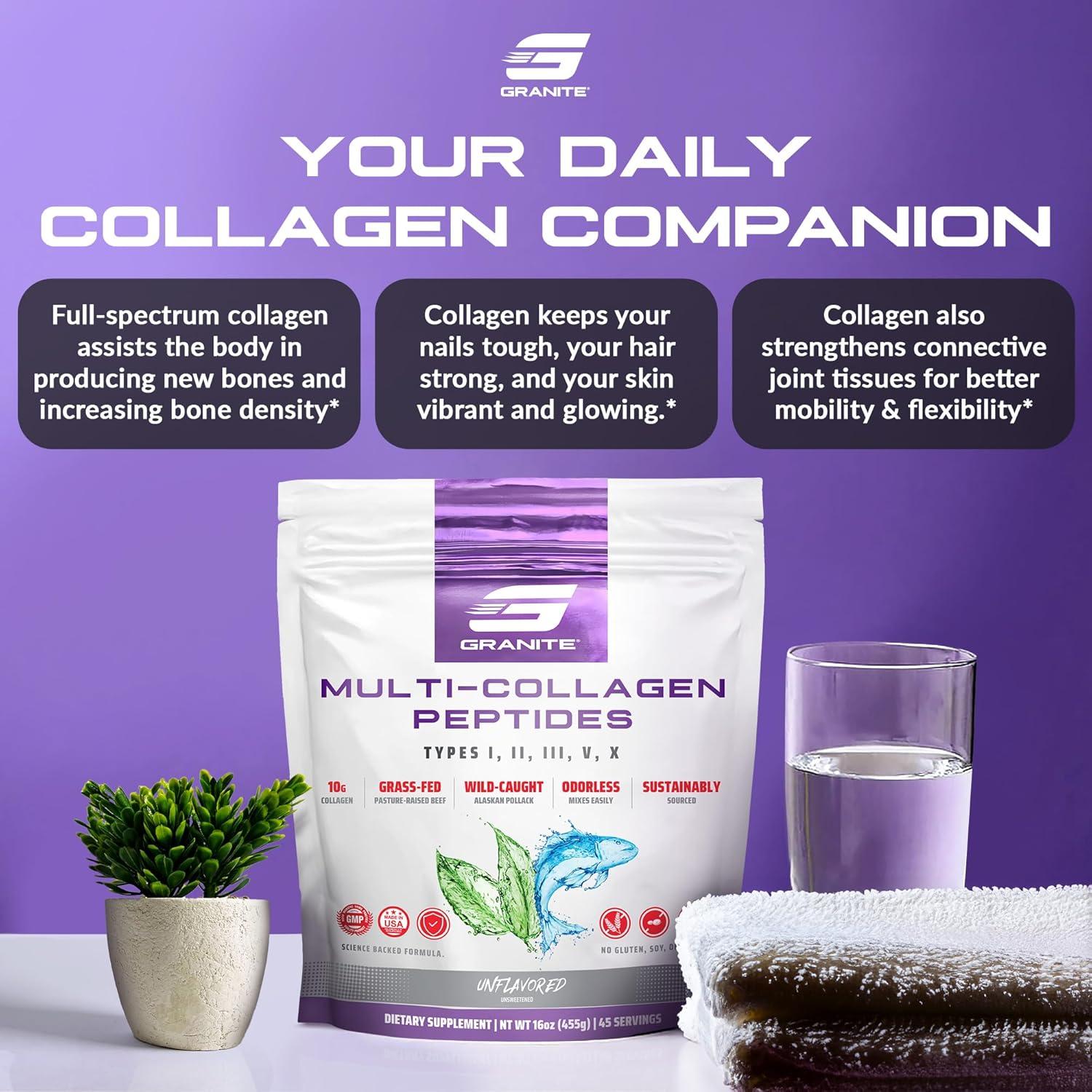 Polvo de Péptidos de Colágeno Granite 453.6g - Soporte Piel, Cabello y Uñas