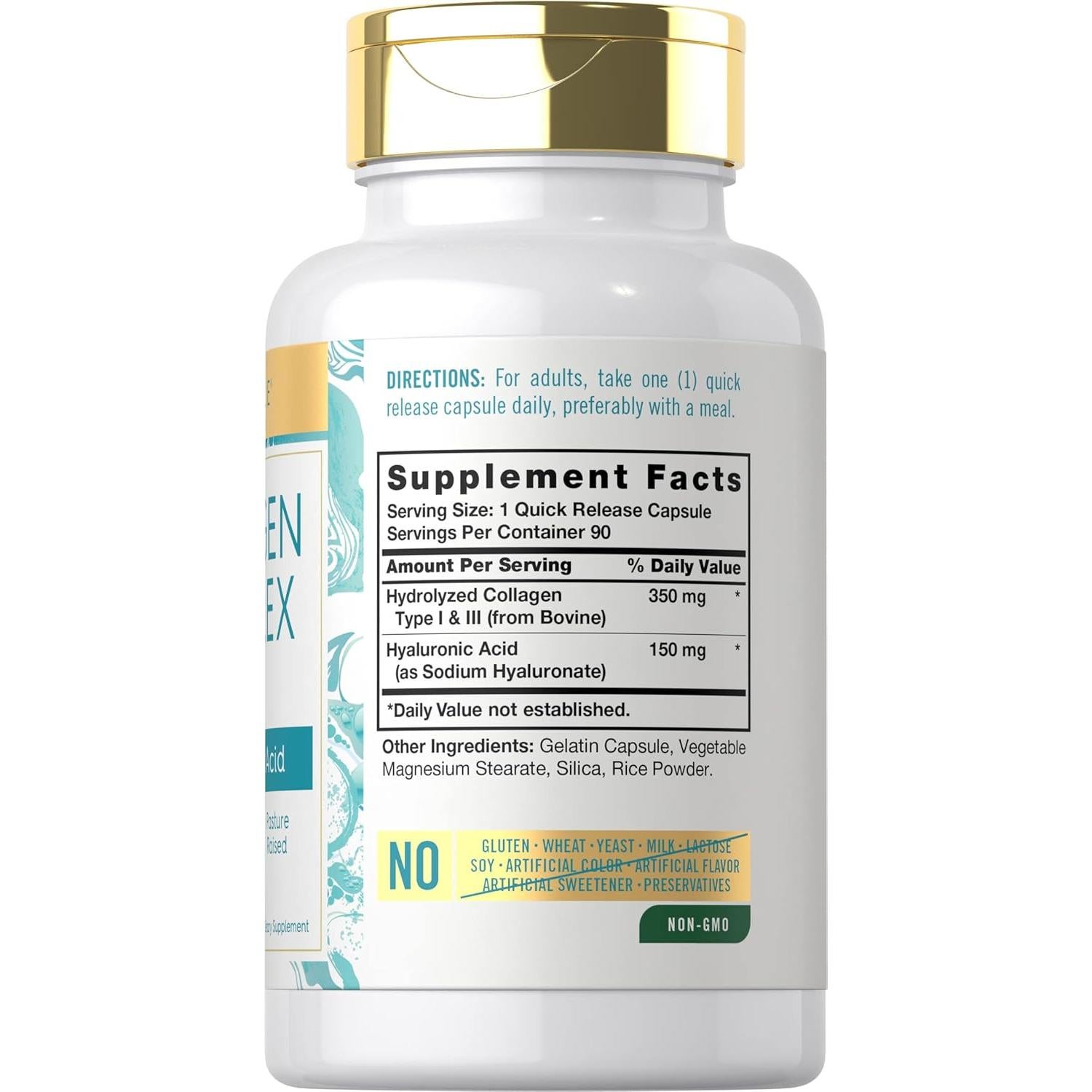 Cápsulas de Colágeno Carlyle 500mg con Ácido Hialurónico - 90 Unidades