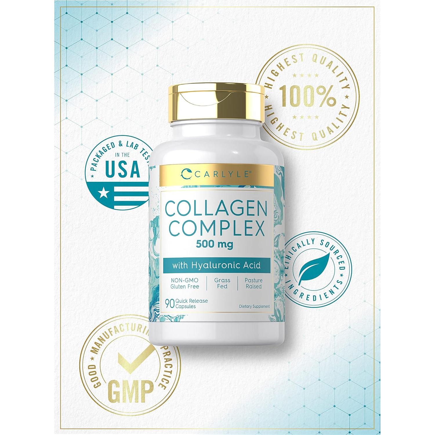 Cápsulas de Colágeno Carlyle 500mg con Ácido Hialurónico - 90 Unidades