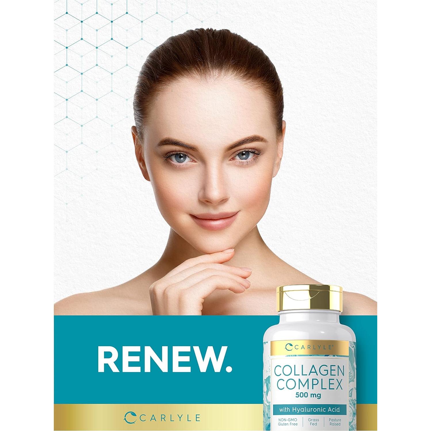 Cápsulas de Colágeno Carlyle 500mg con Ácido Hialurónico - 90 Unidades