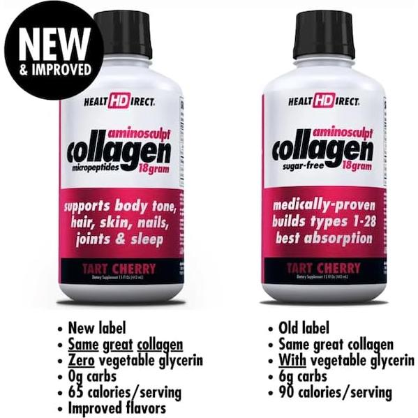 Colágeno Líquido Sin Azúcar Health Direct AminoSculpt 450ml - Cereza Ácida