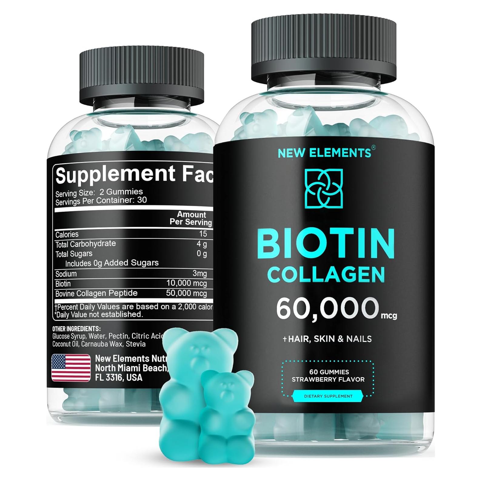 Gomitas de Biotina y Colágeno New Elements 60 Unidades