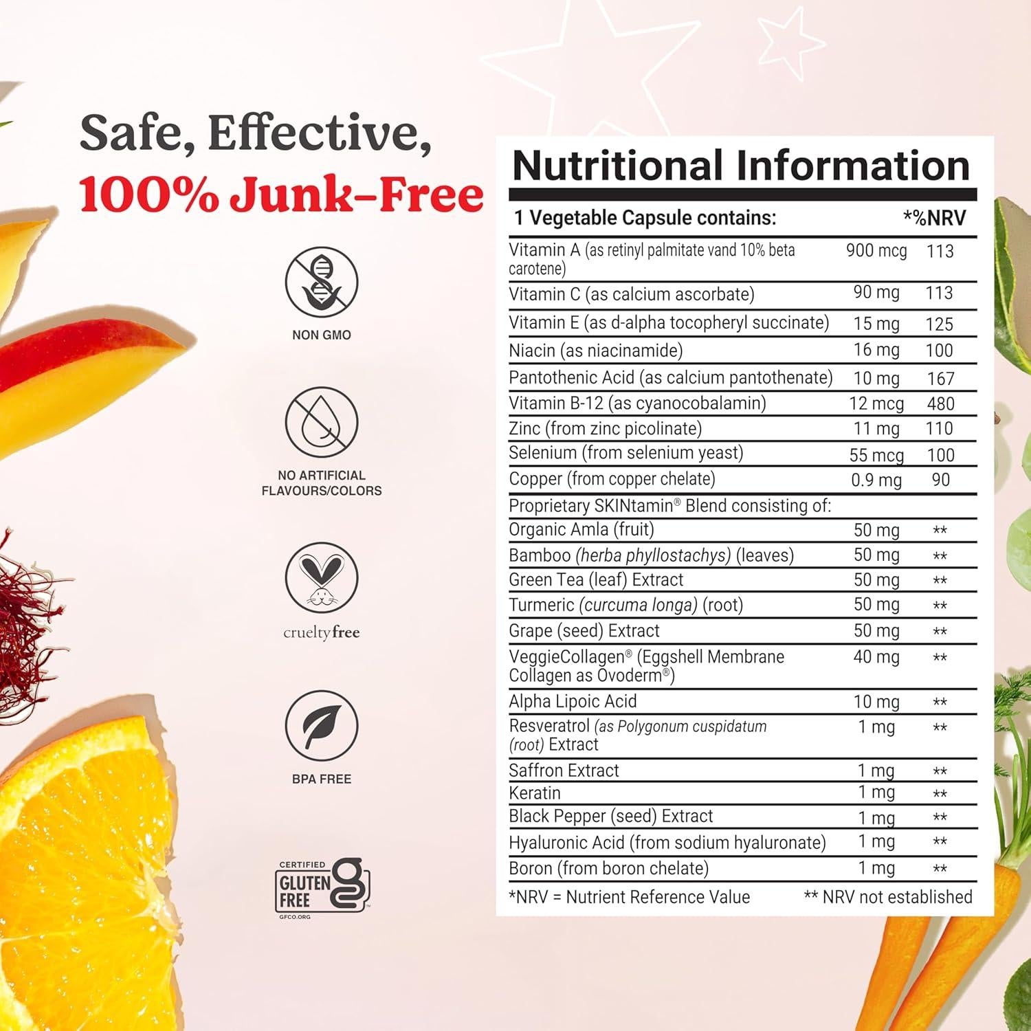 Píldoras de Colágeno Vegetariano SKINtamin 30 Cápsulas