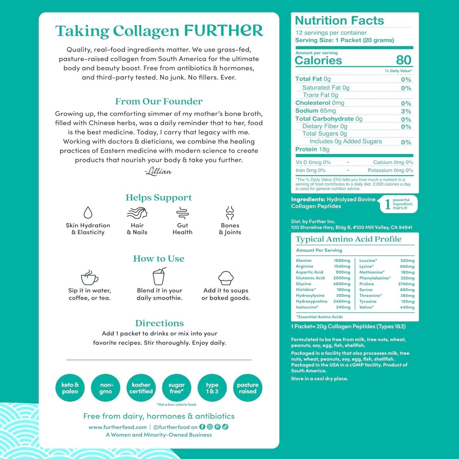 Polvo de Péptidos de Colágeno Sin Sabor Further Food 240g