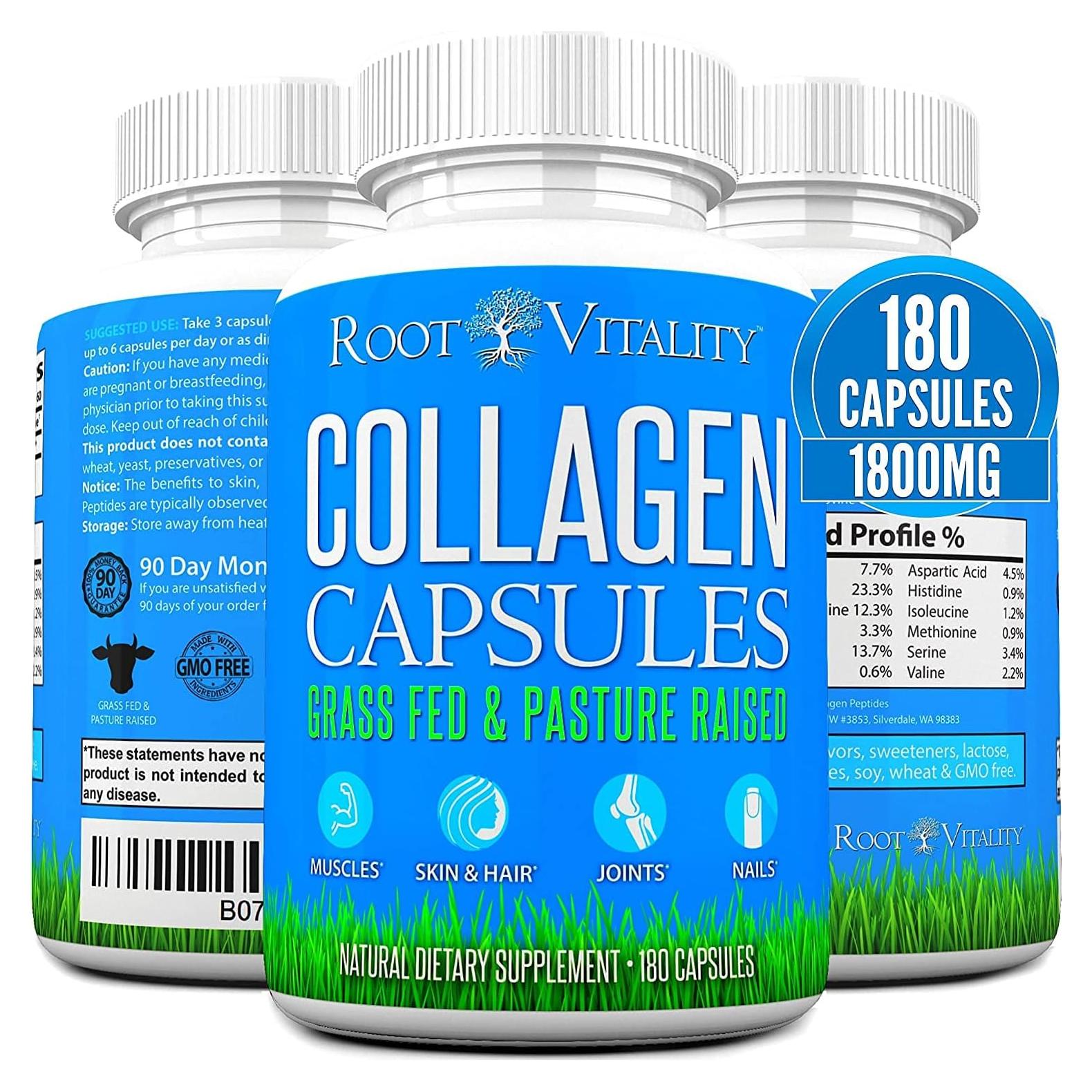 Cápsulas de Colágeno Vitalidad Raíz - 180 Cápsulas Sin Azúcar