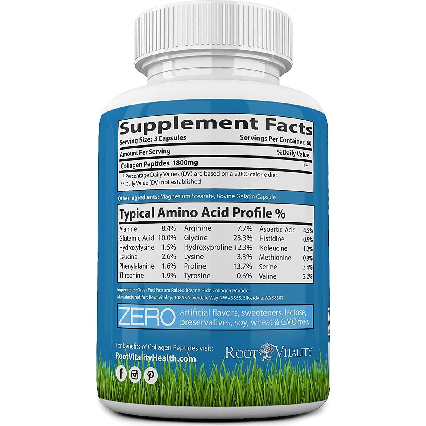 Cápsulas de Colágeno Vitalidad Raíz - 180 Cápsulas Sin Azúcar