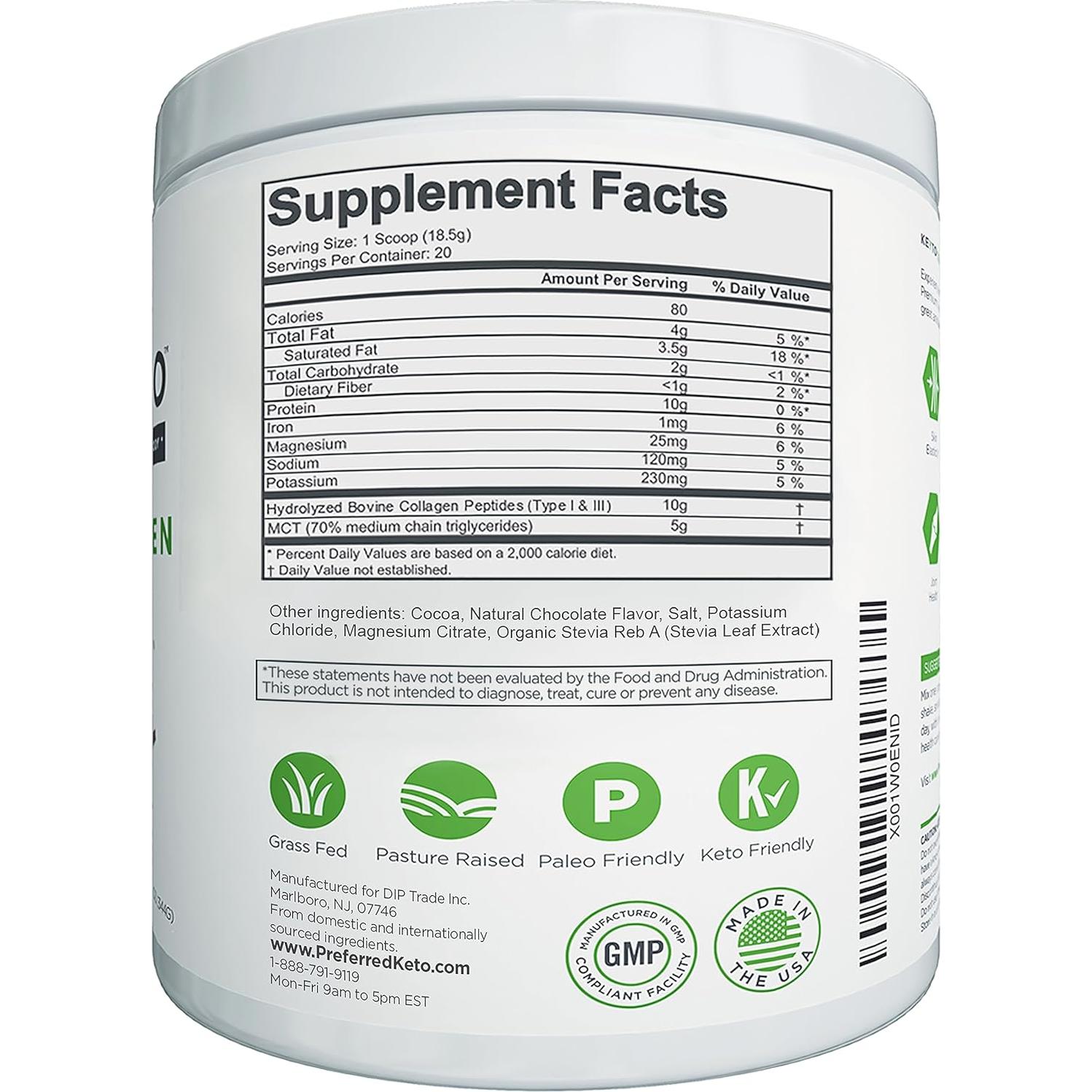 Polvo de Proteína de Colágeno Keto KEYTO Sabor Chocolate 365g