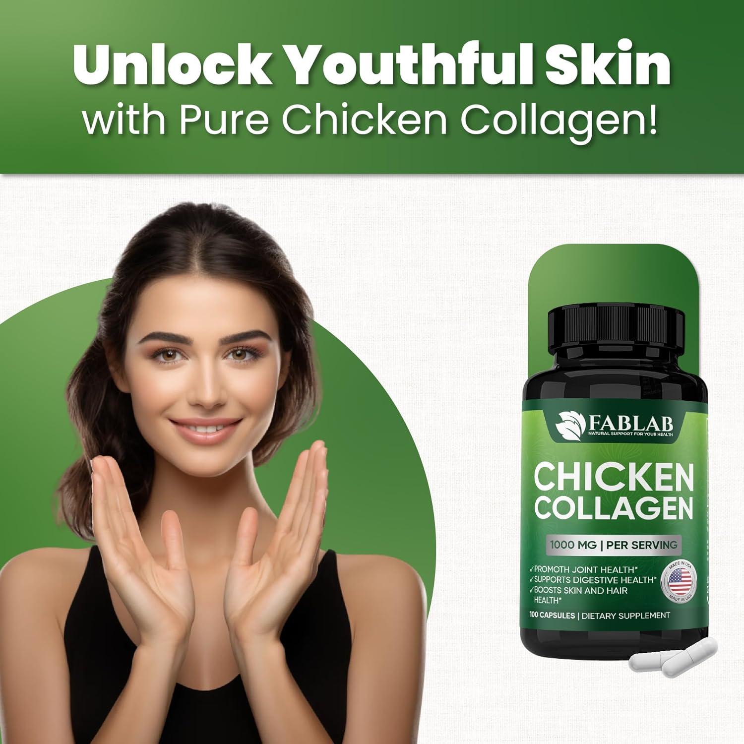 Colágeno de Pollo Tipo II FabLab - 100 Cápsulas para Articulaciones