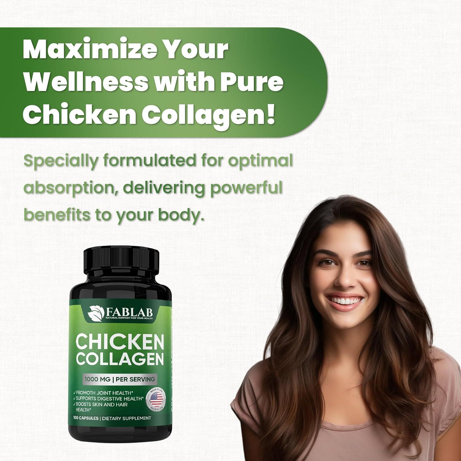 Colágeno de Pollo Tipo II FabLab - 100 Cápsulas para Articulaciones