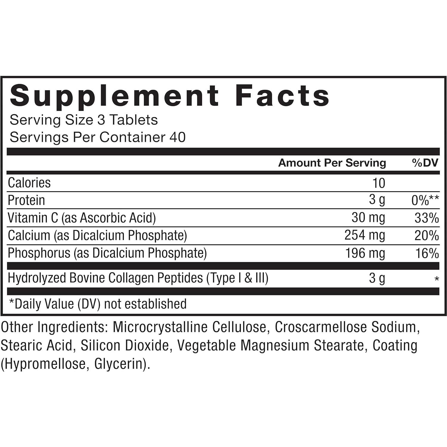 Colágeno Hidrolizado Force Factor 120 Tabletas - Salud Piel Cabello