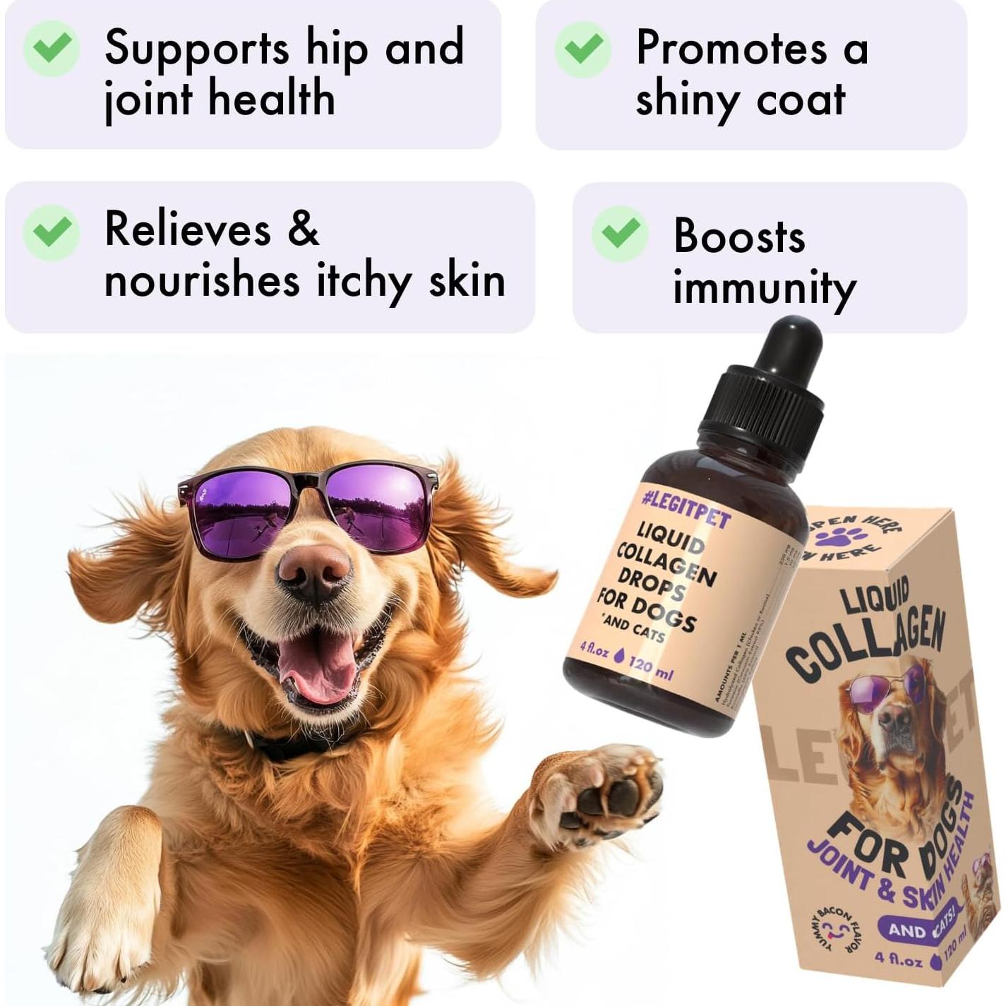 Colágeno Líquido Premium Legitpet para Perros y Gatos 248g