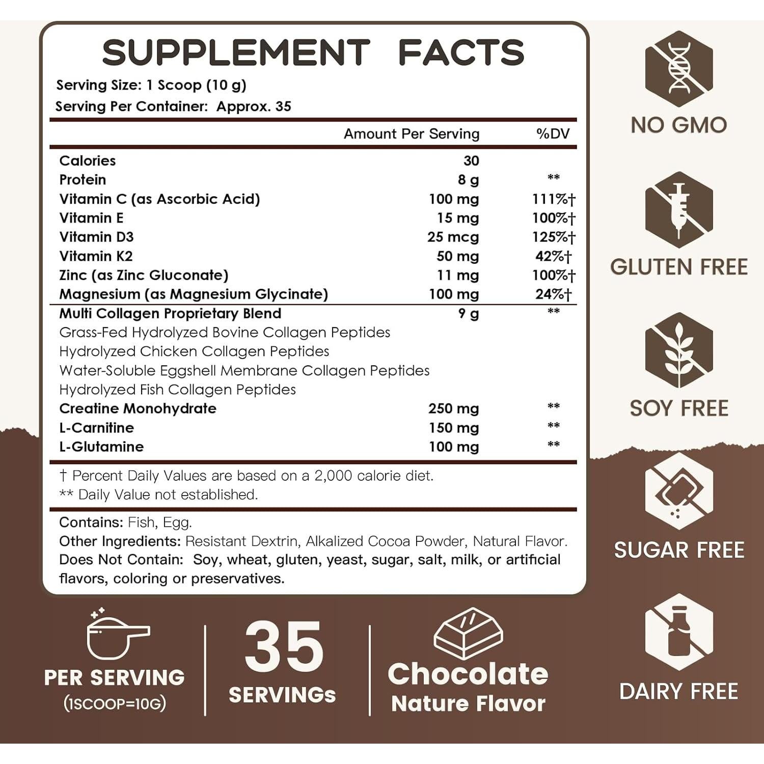 NATURE TARGET Polvo de Colágeno Múltiple Chocolate 349.9g
