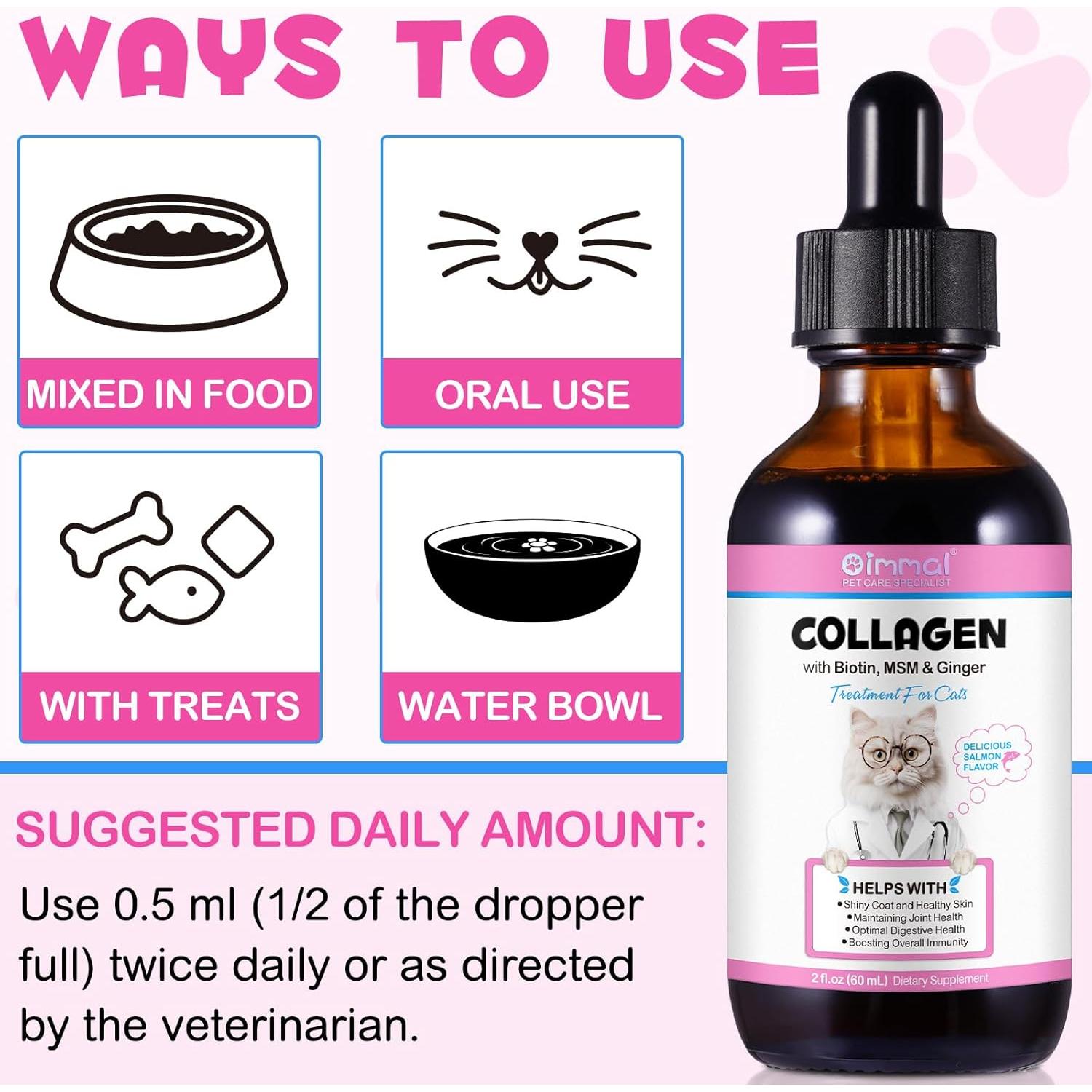 Colágeno Líquido para Gatos Jinqi 60ml con Biotina y Jengibre