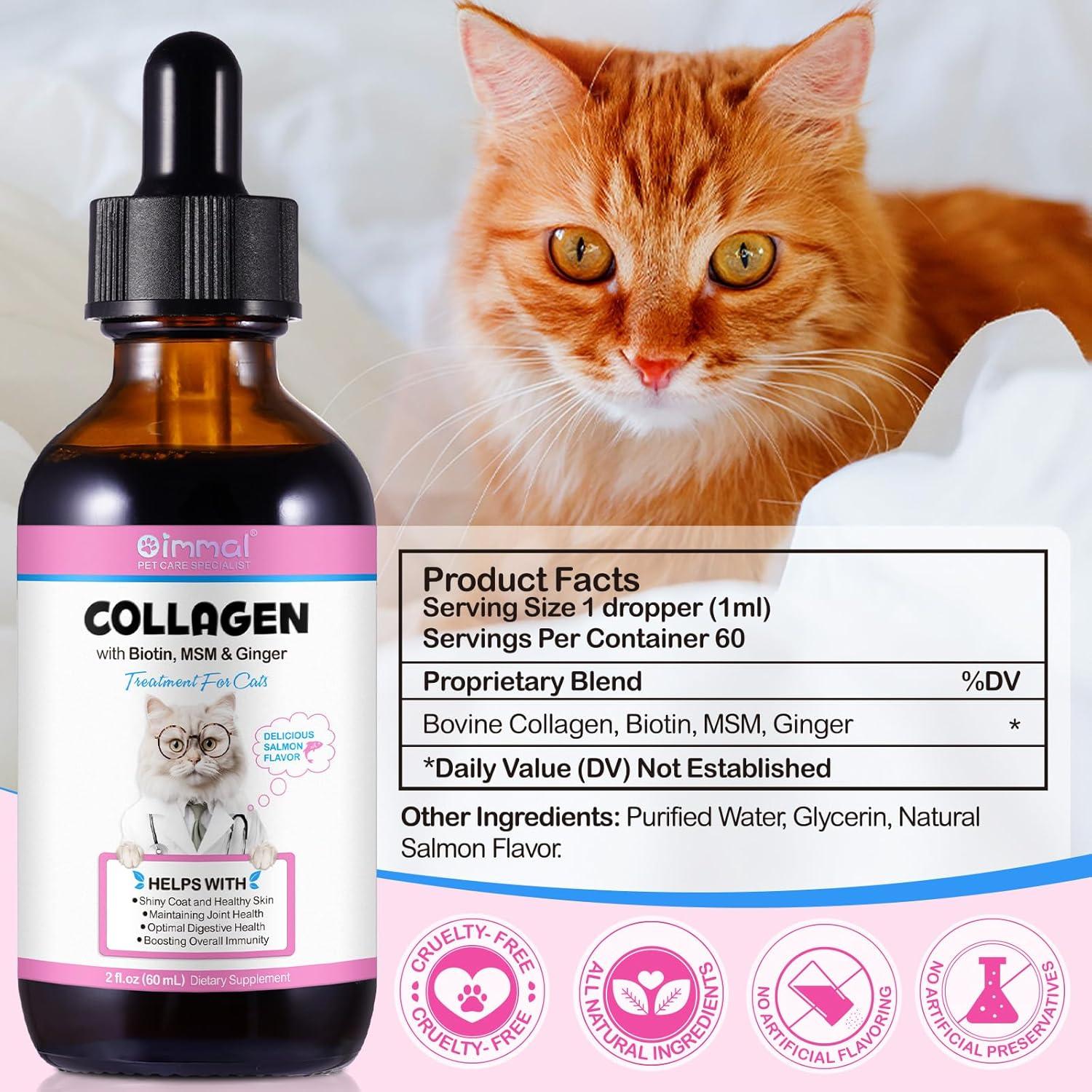 Colágeno Líquido para Gatos Jinqi 60ml con Biotina y Jengibre