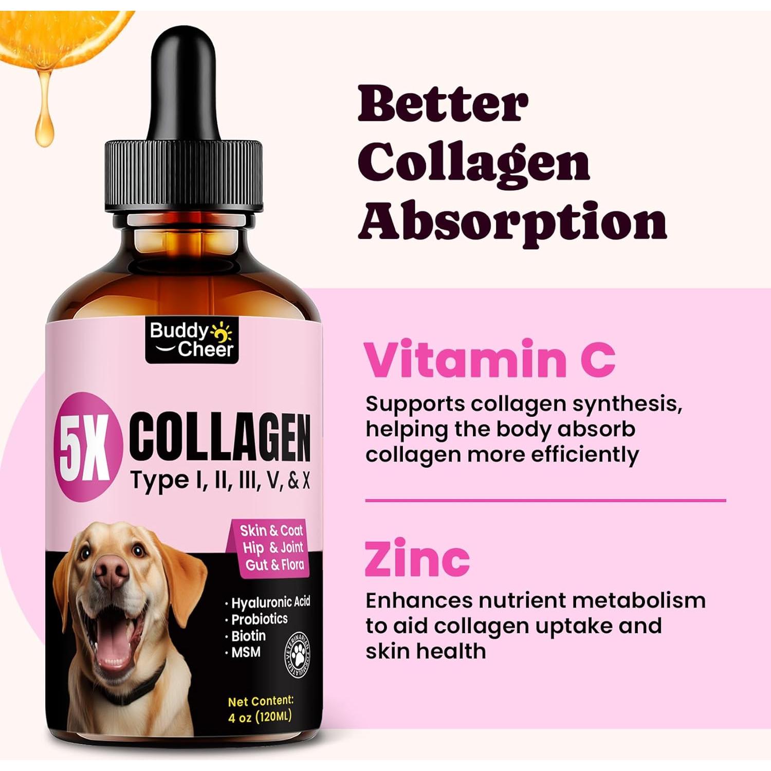 Colágeno Líquido BuddyCheer para Perros y Gatos - 120ml