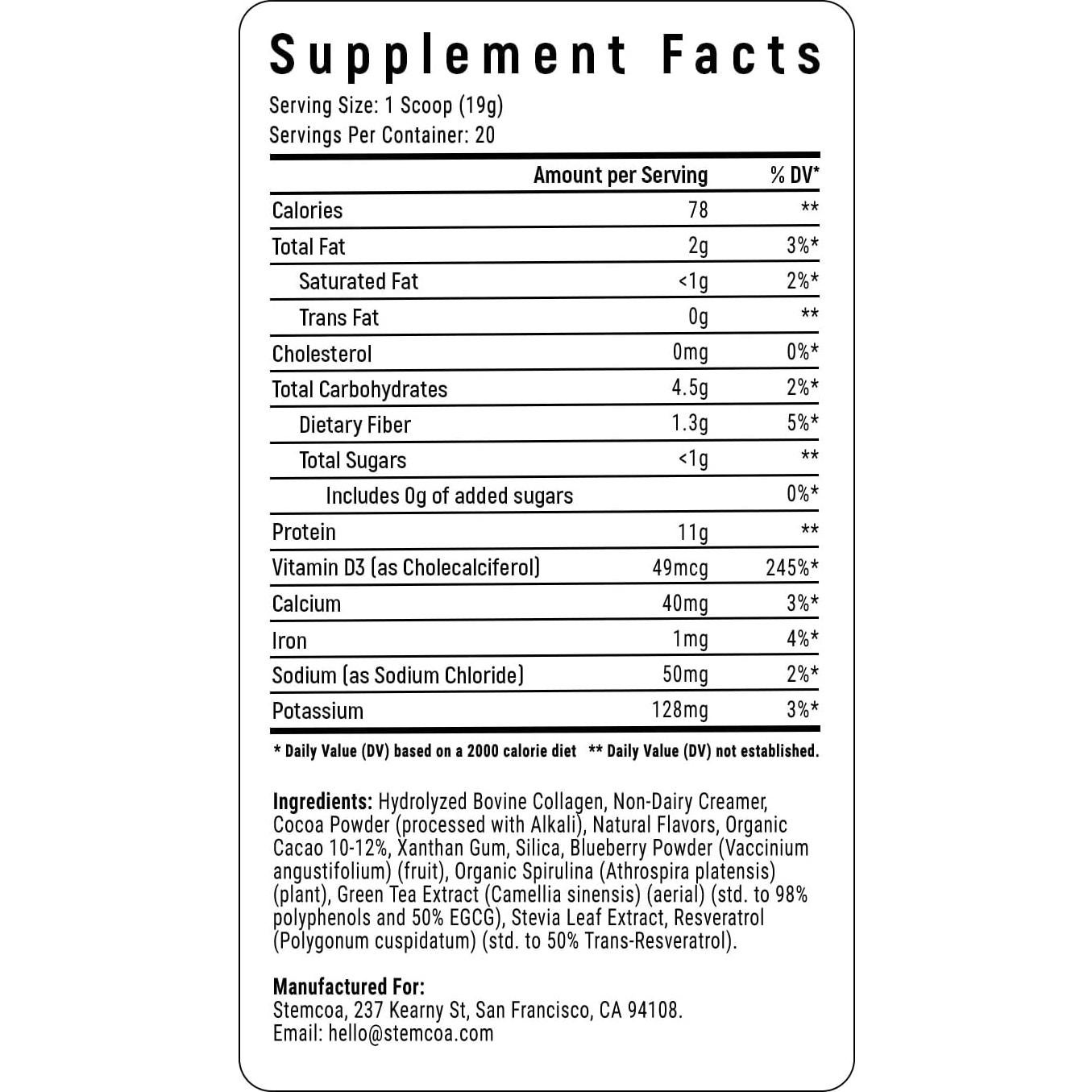 Polvo de Colágeno Stemcoa NCR1 Sabor Chocolate 300g