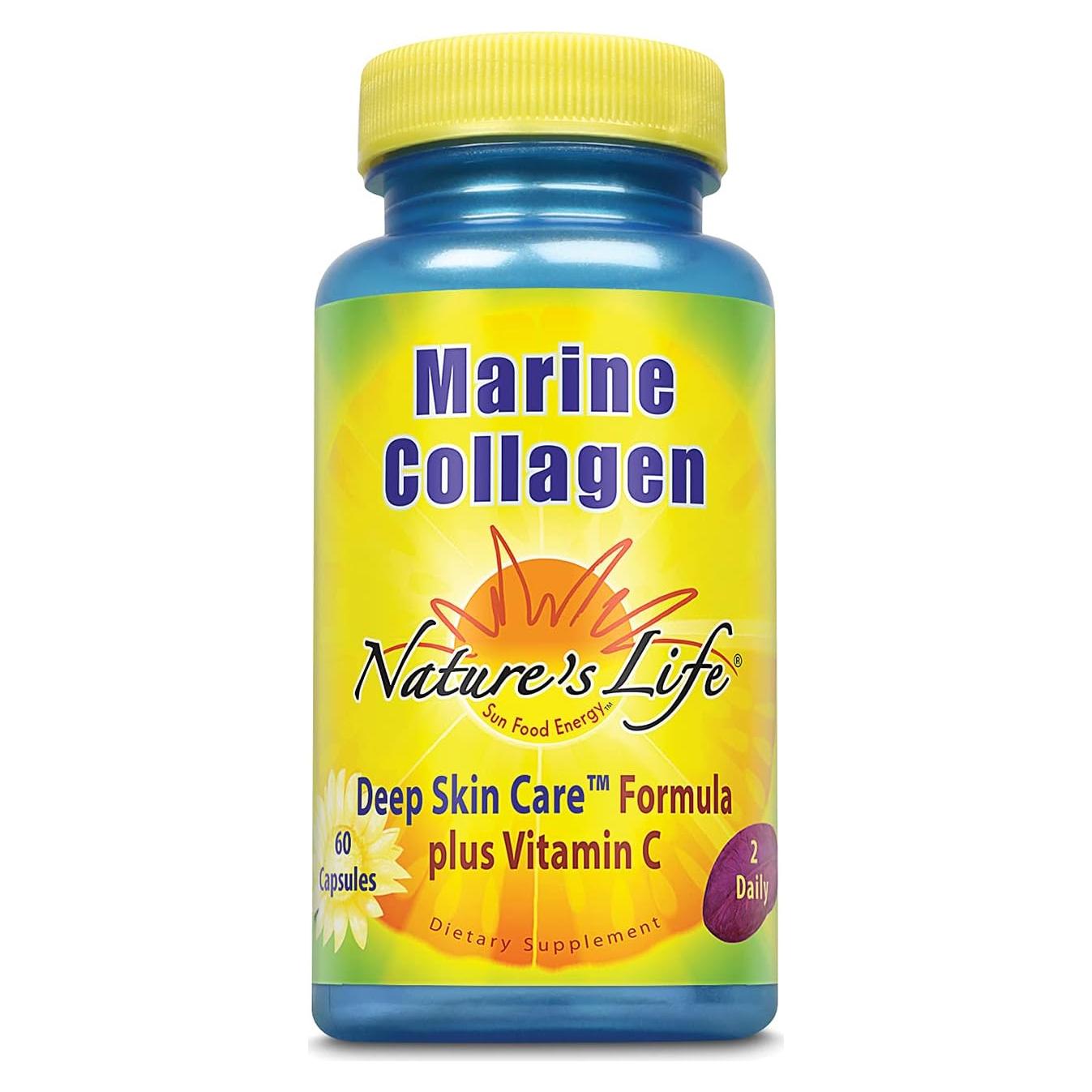 Colágeno Marino Nature's Life 1100 mg con Vitamina C 60 Cápsulas