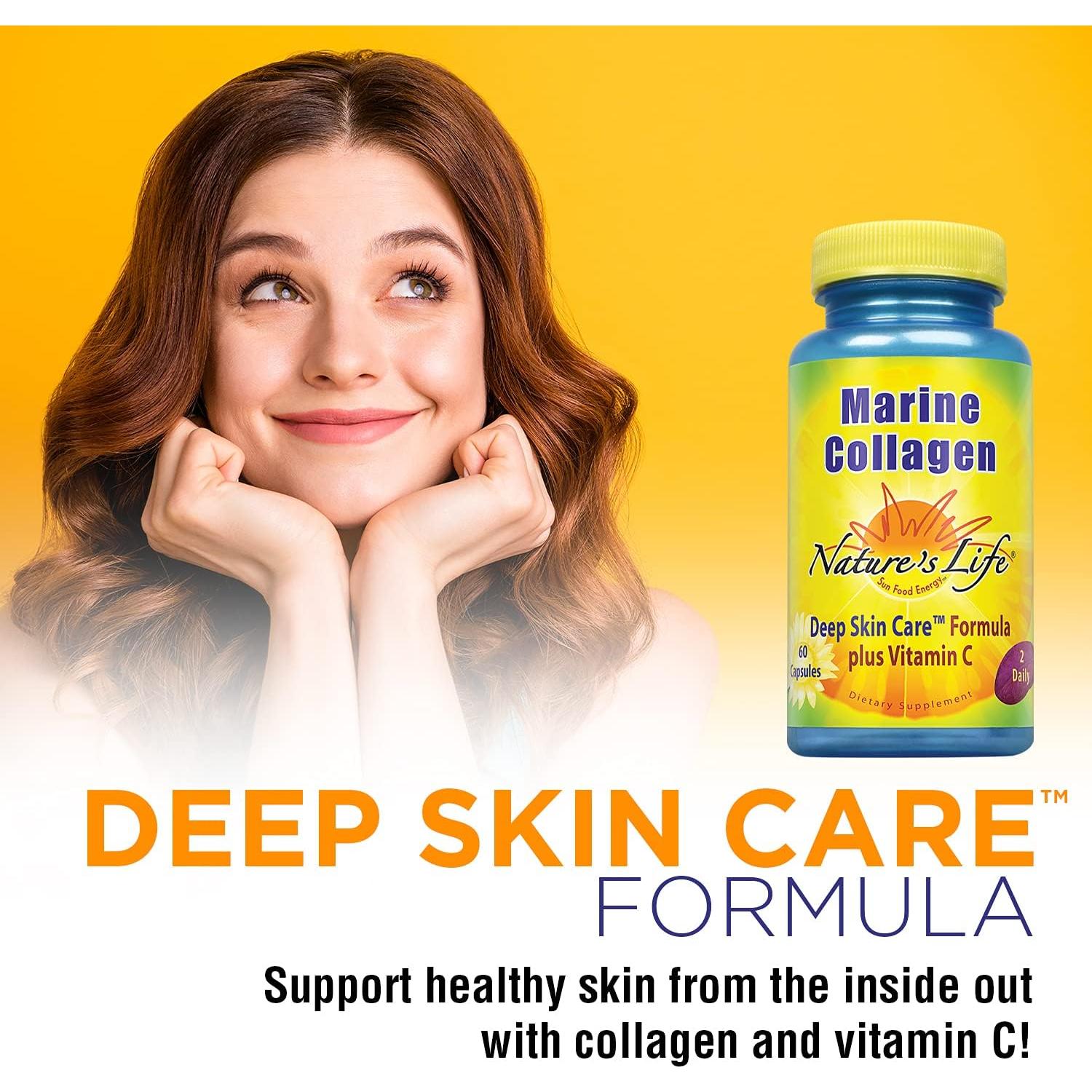 Colágeno Marino Nature's Life 1100 mg con Vitamina C 60 Cápsulas