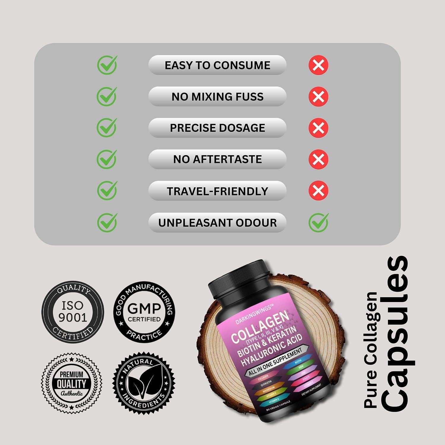 Cápsulas de Colágeno Múltiple Darkingwings 14 en 1 90 Unidades