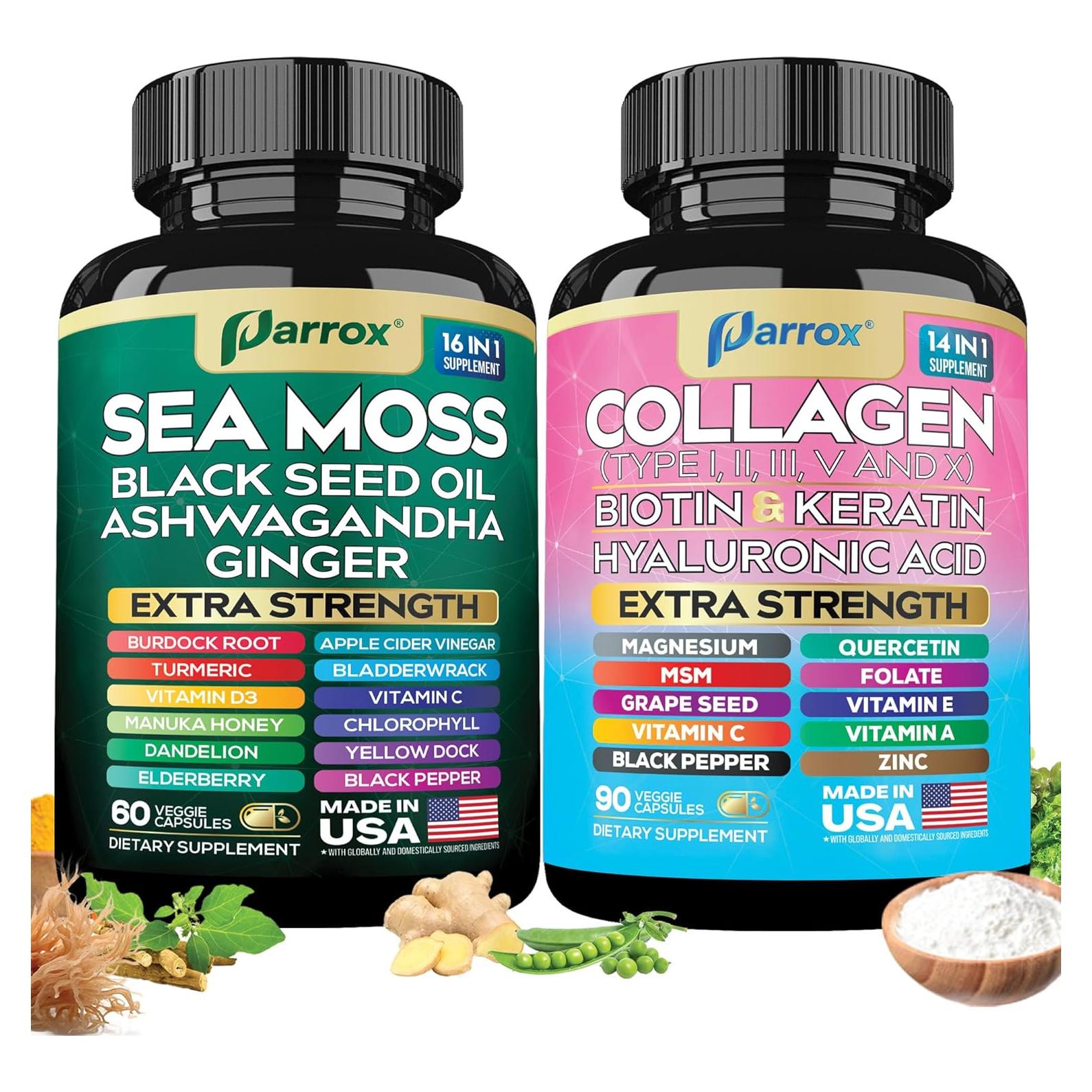 Suplemento Parrox Bienestar Radiante 150 Cápsulas - Musgo Marino y Colágeno